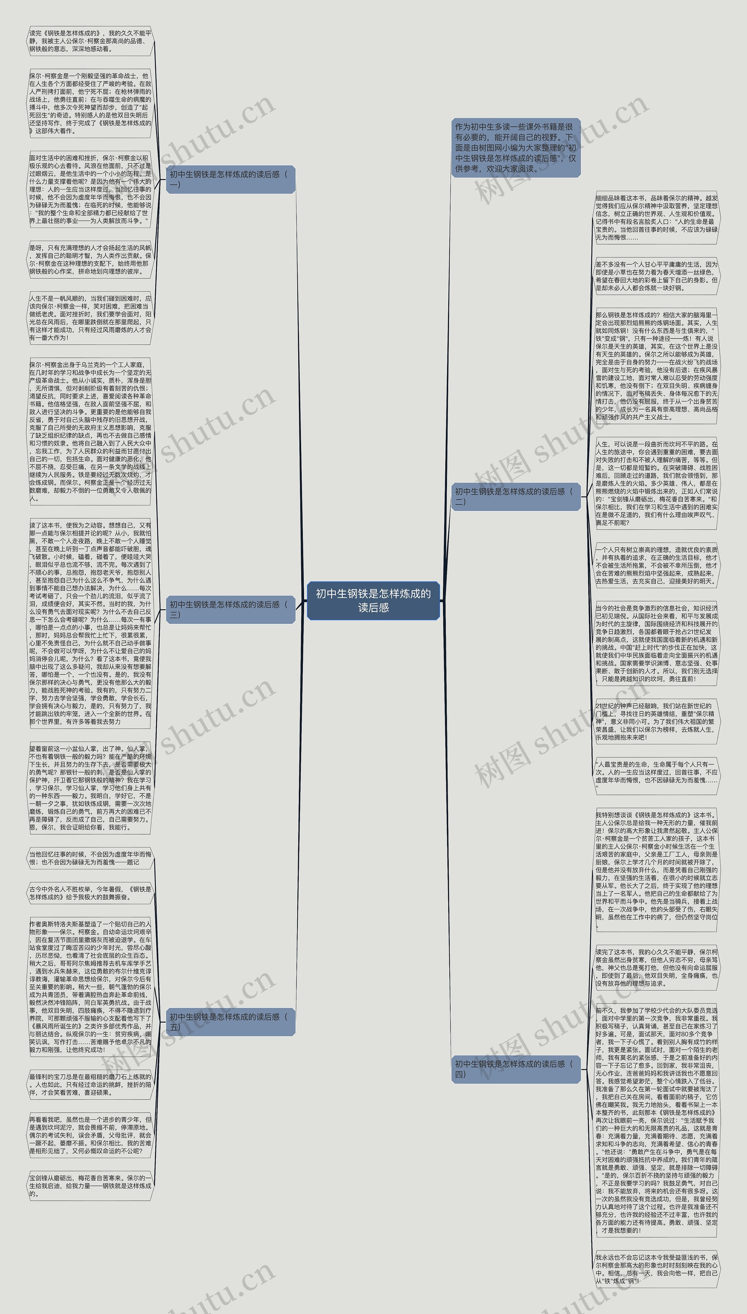 初中生钢铁是怎样炼成的读后感思维导图