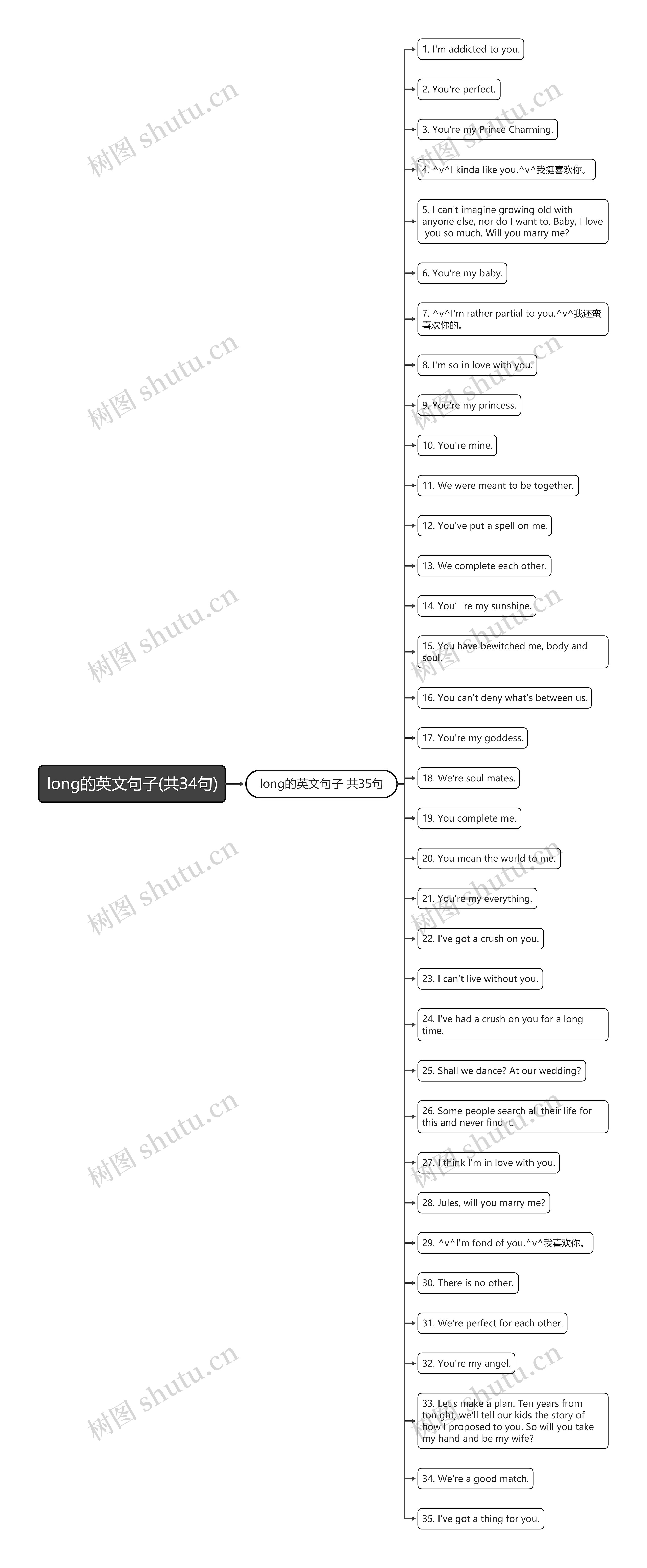 long的英文句子(共34句)思维导图