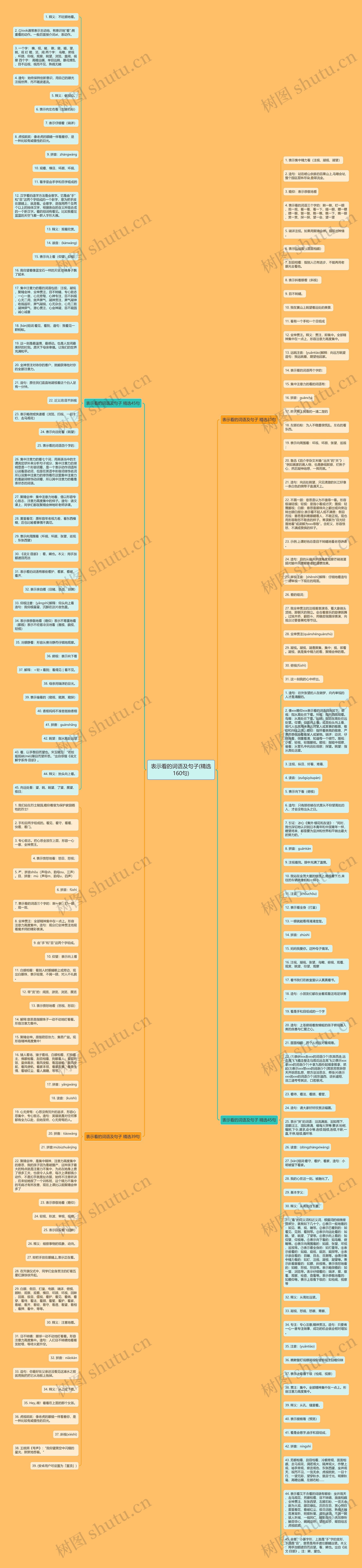 表示看的词语及句子(精选160句)思维导图