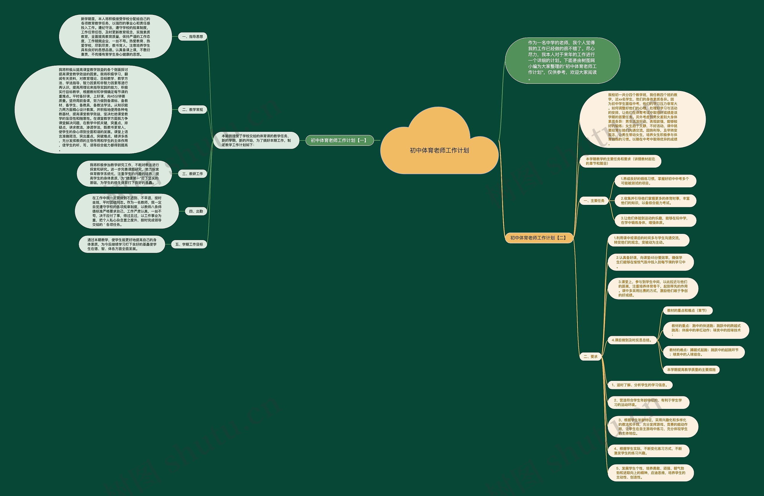 初中体育老师工作计划思维导图