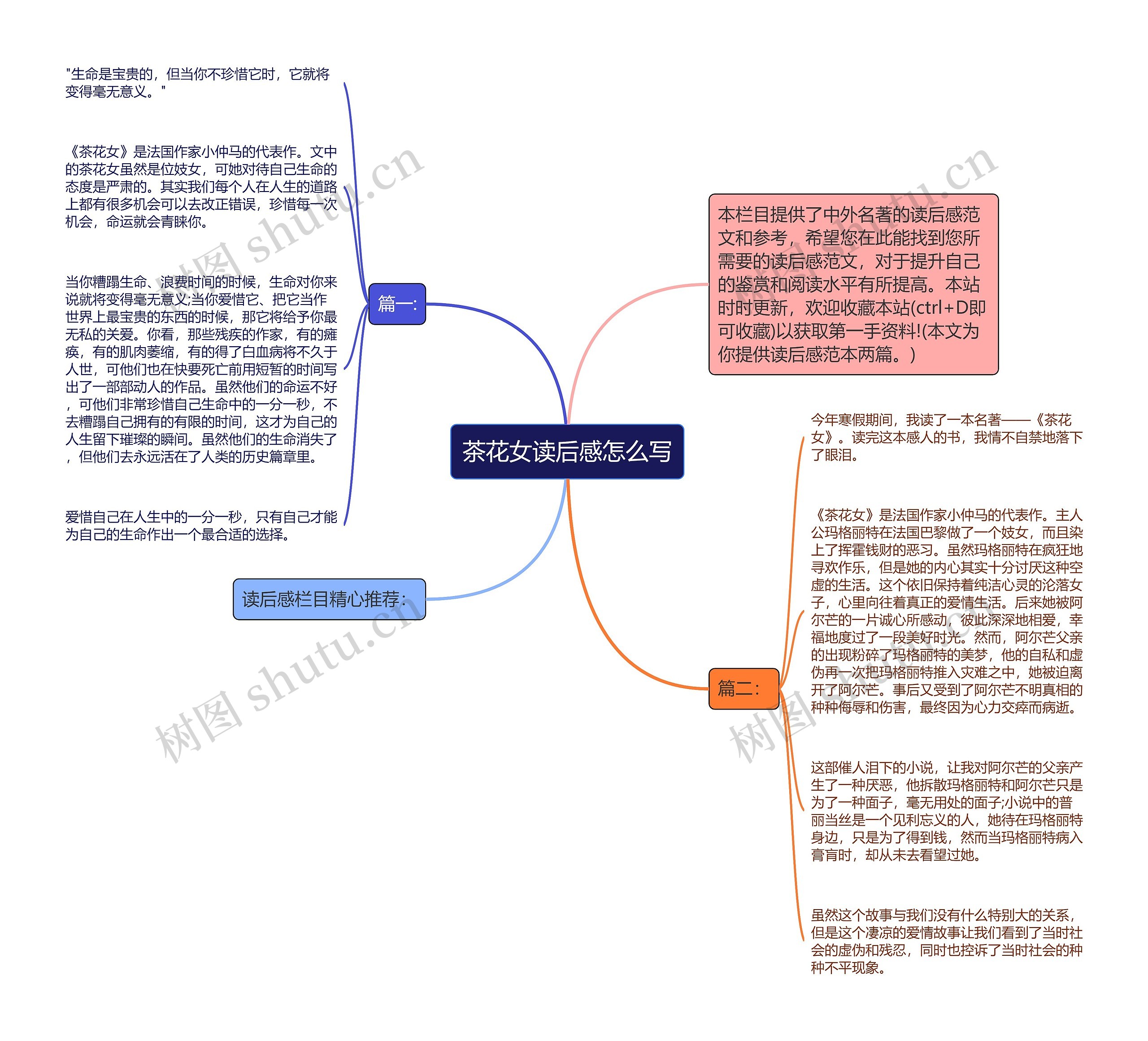 茶花女读后感怎么写思维导图