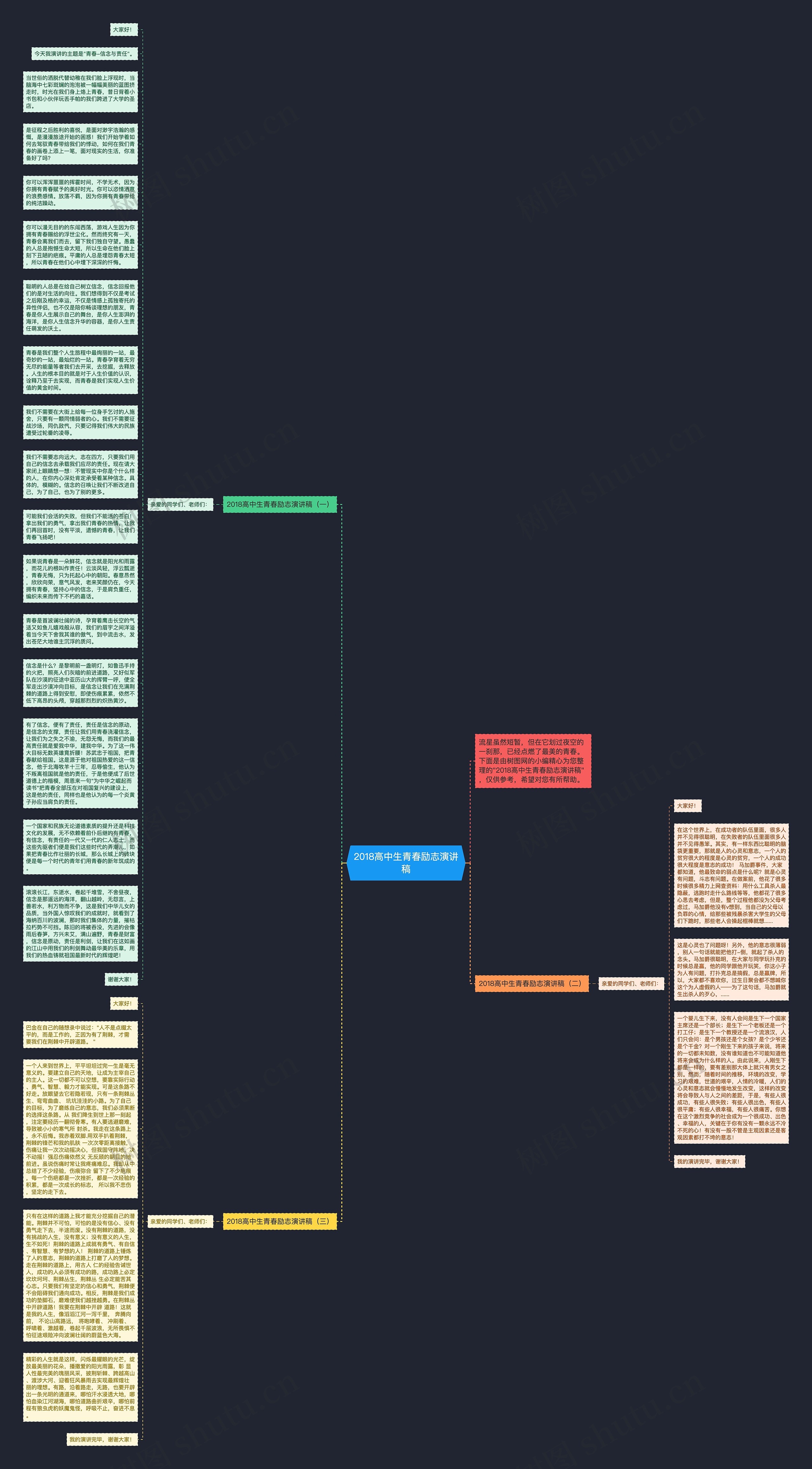 2018高中生青春励志演讲稿思维导图