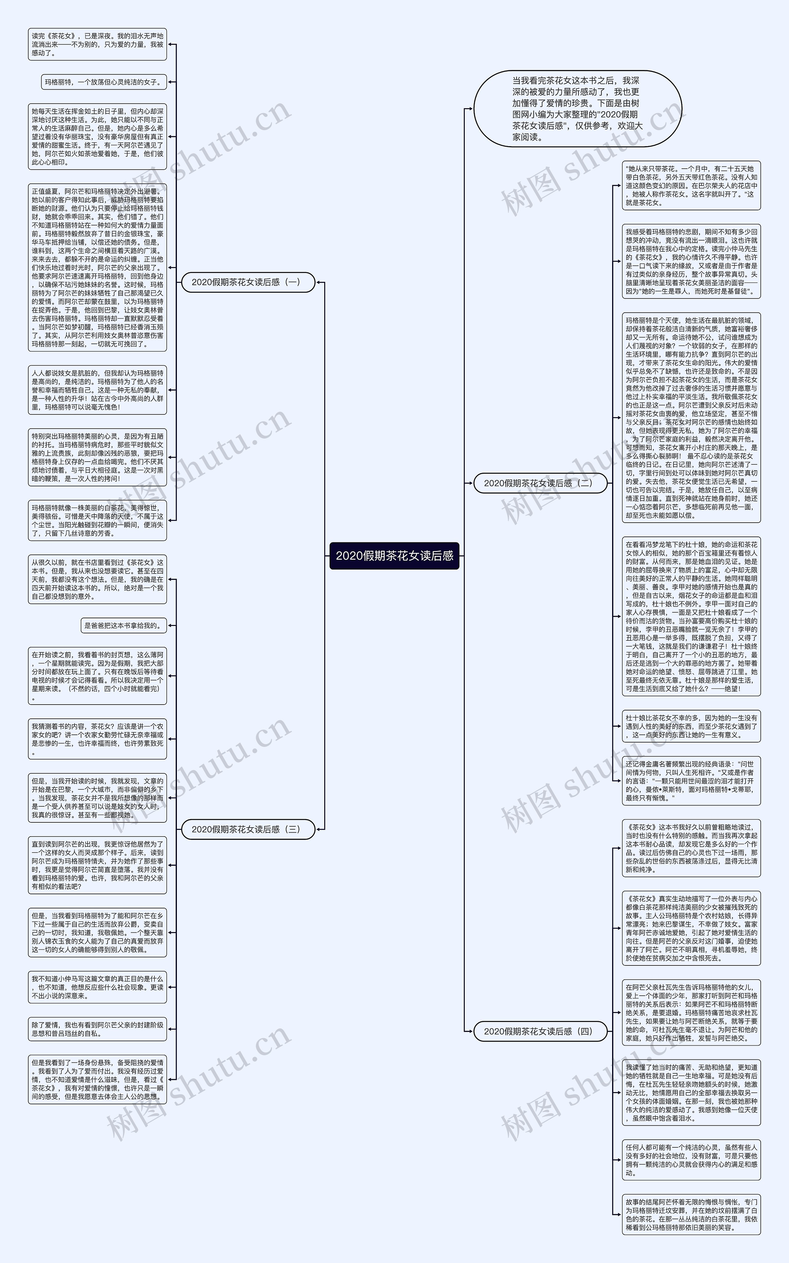 2020假期茶花女读后感思维导图