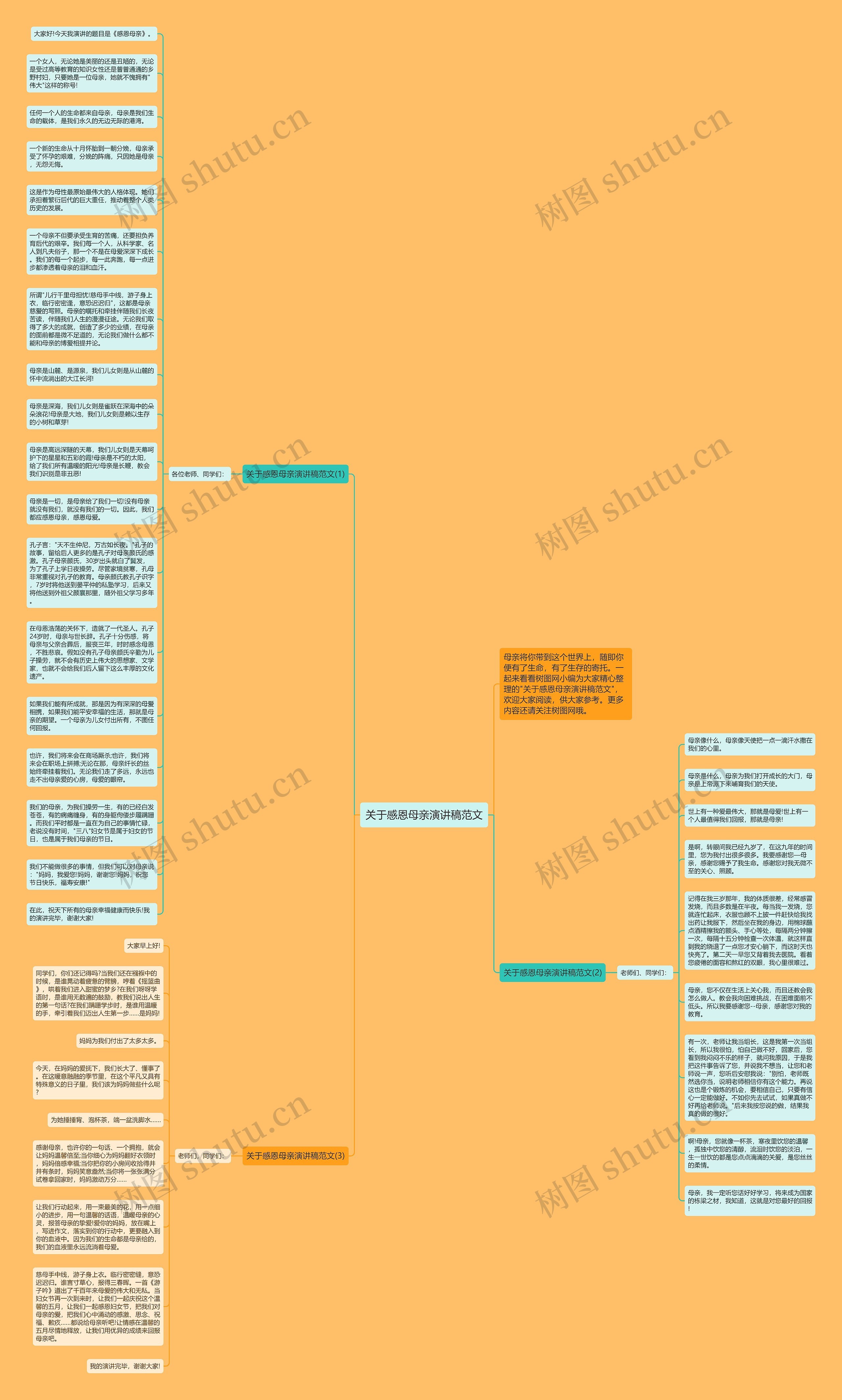关于感恩母亲演讲稿范文思维导图
