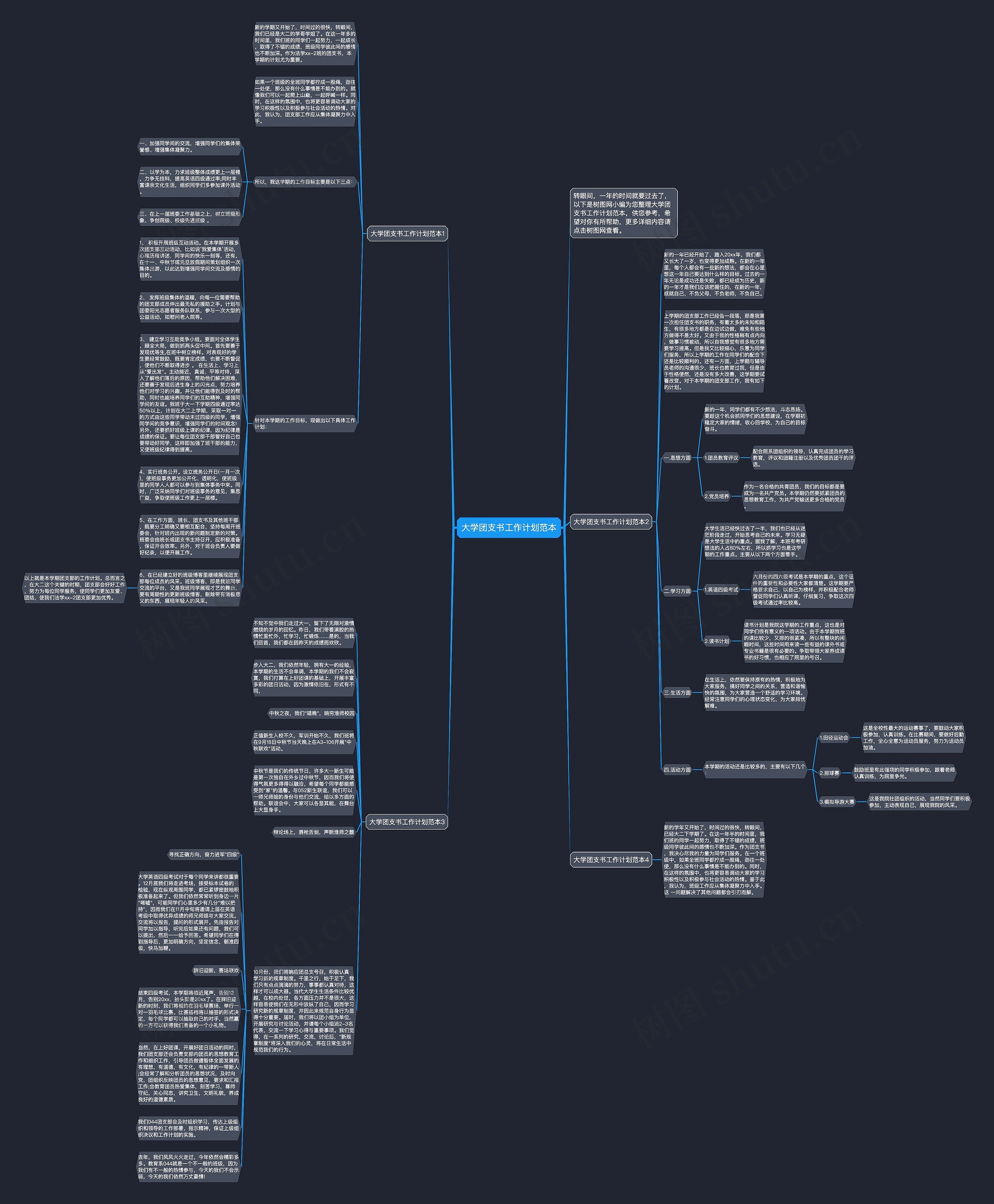 大学团支书工作计划范本思维导图