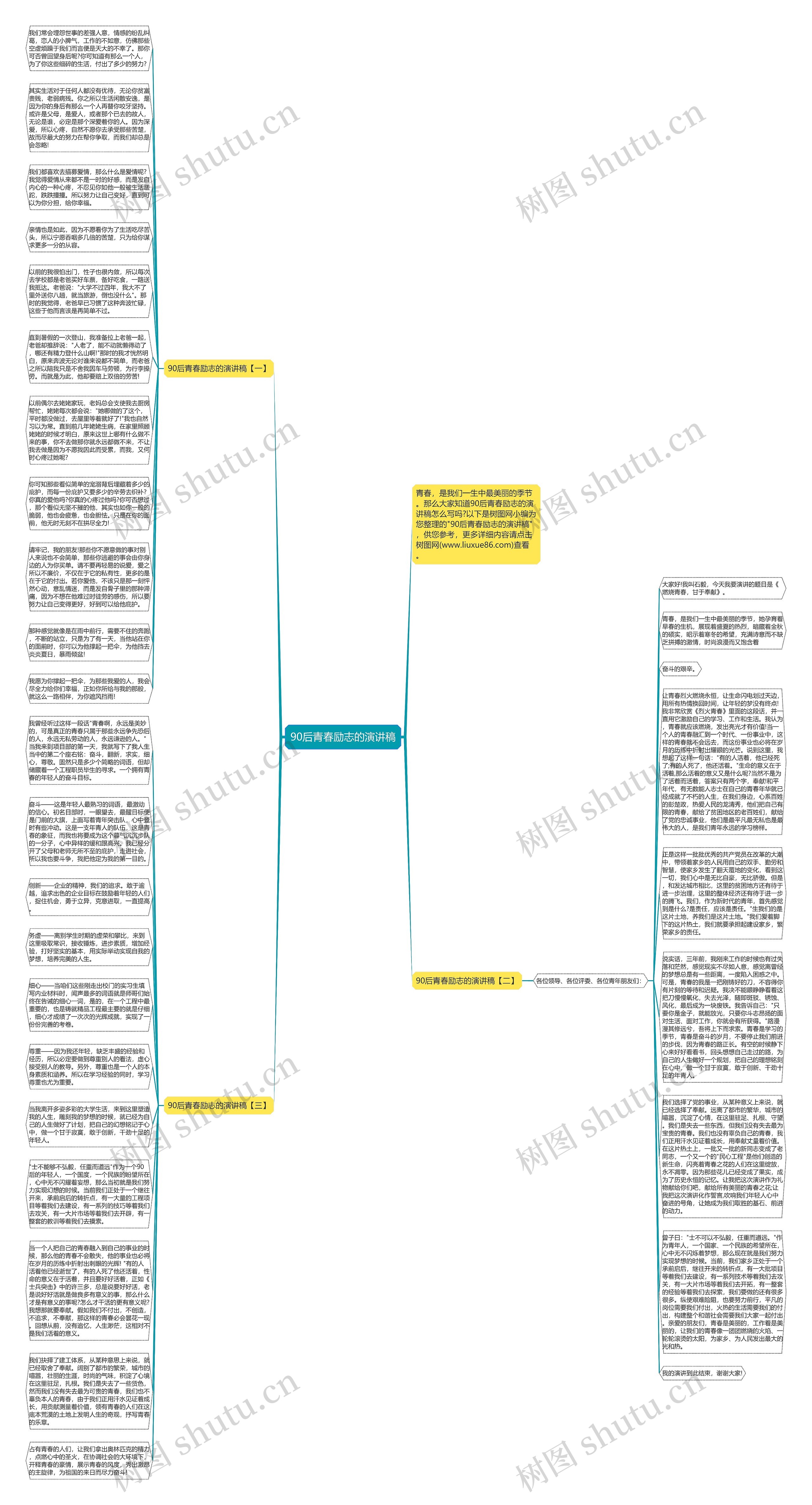 90后青春励志的演讲稿思维导图