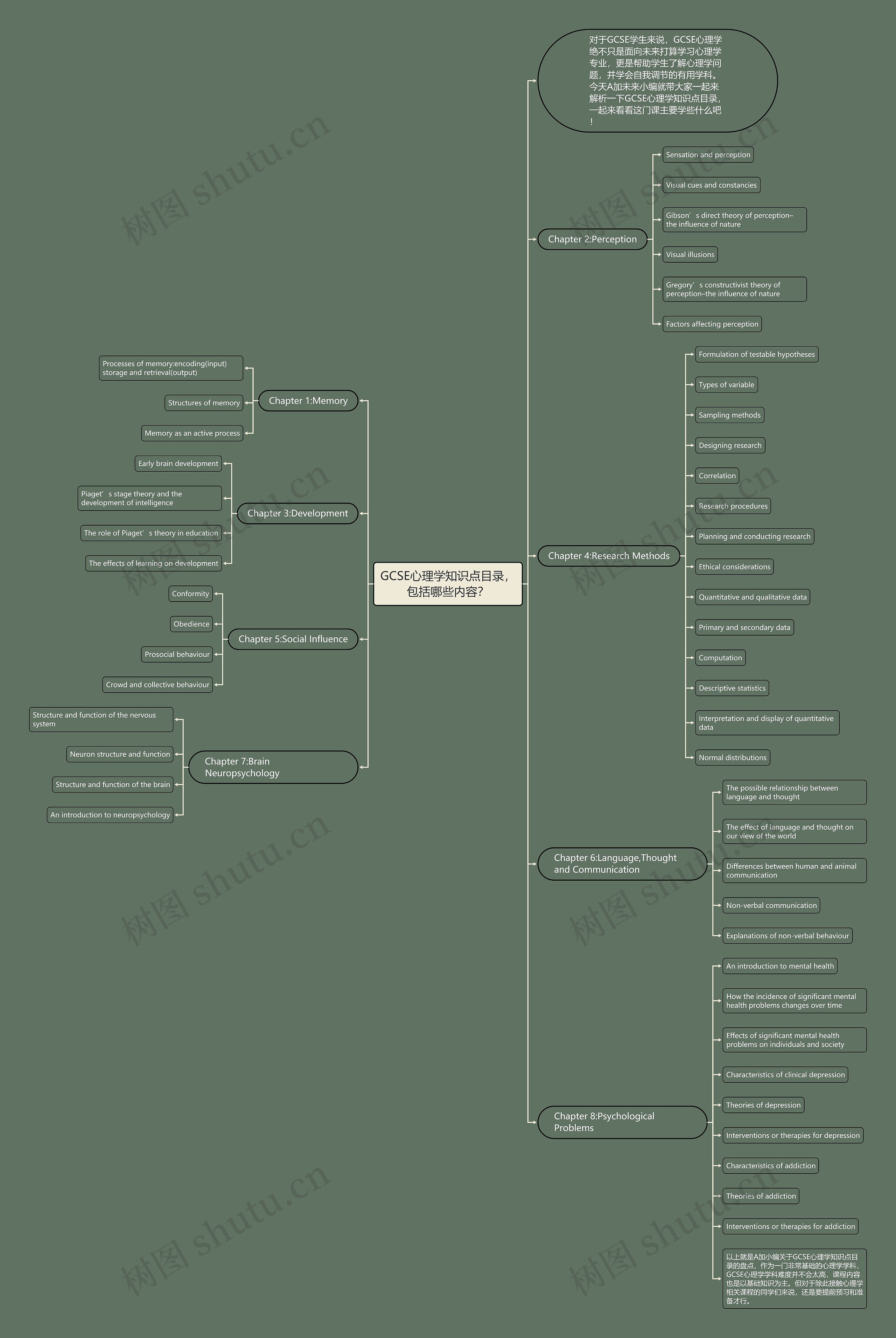 GCSE心理学知识点目录，包括哪些内容？思维导图