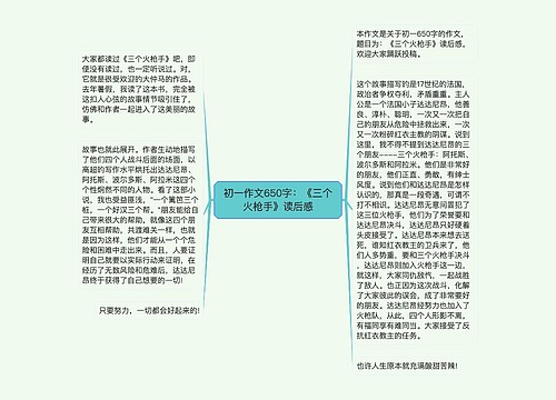 初一作文650字：《三个火枪手》读后感