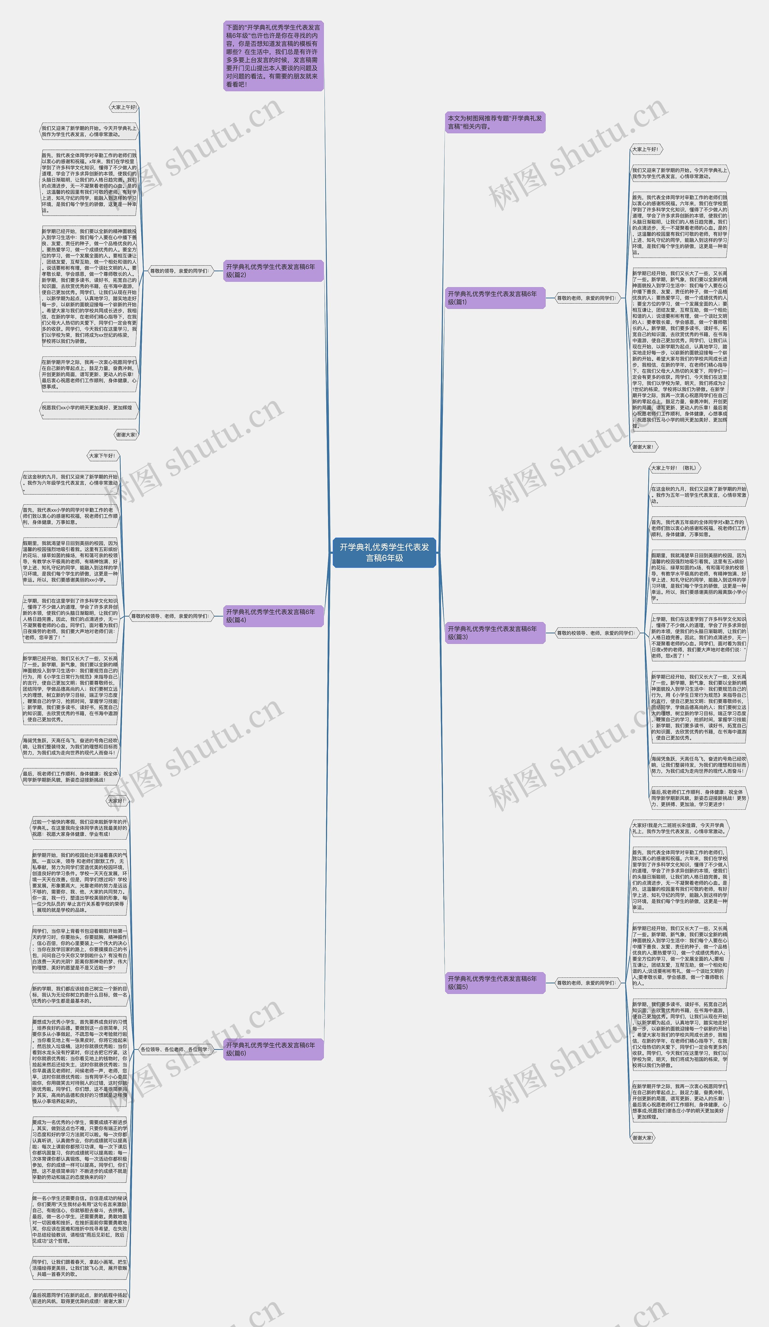 开学典礼优秀学生代表发言稿6年级思维导图