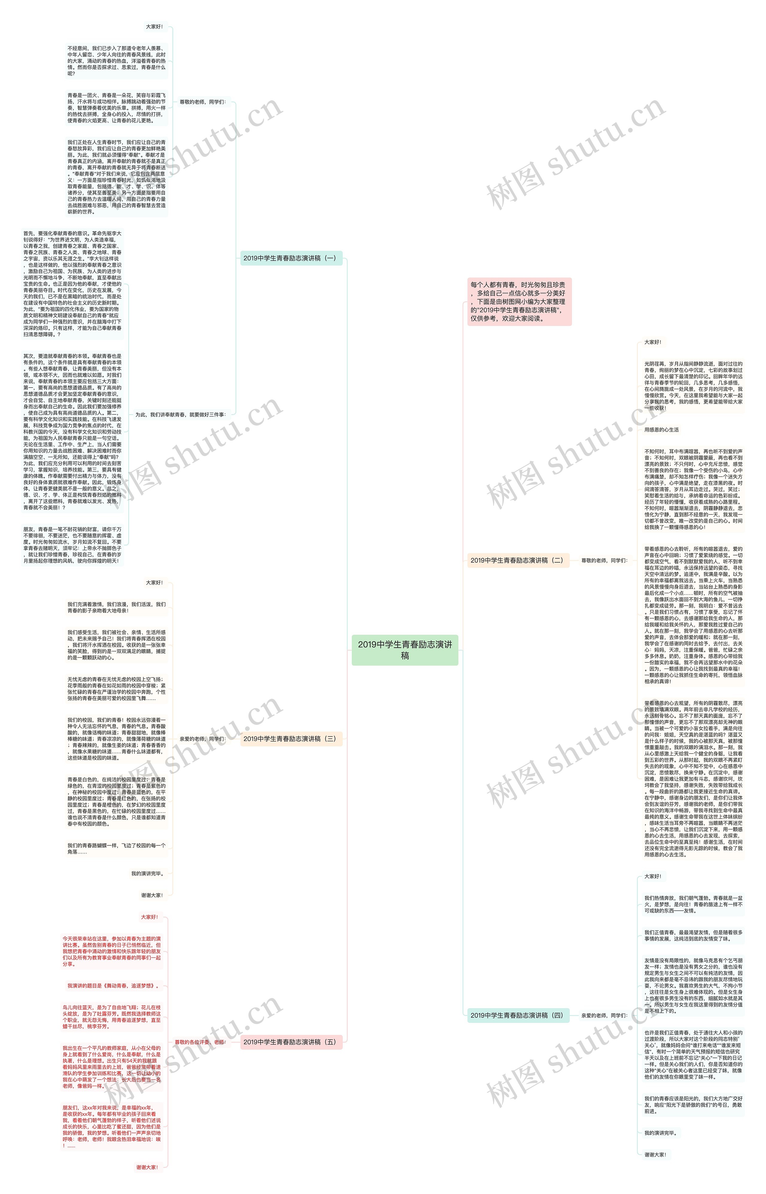 2019中学生青春励志演讲稿思维导图