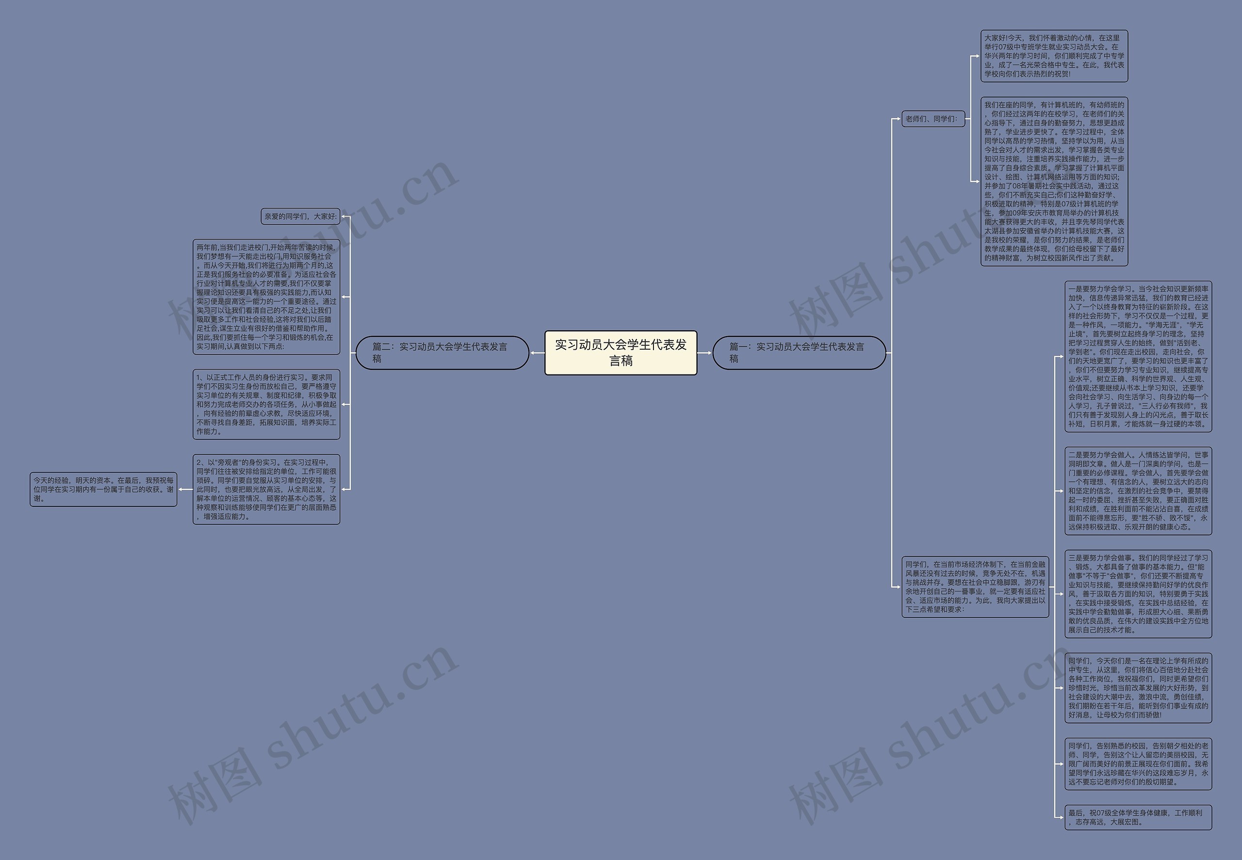 实习动员大会学生代表发言稿思维导图