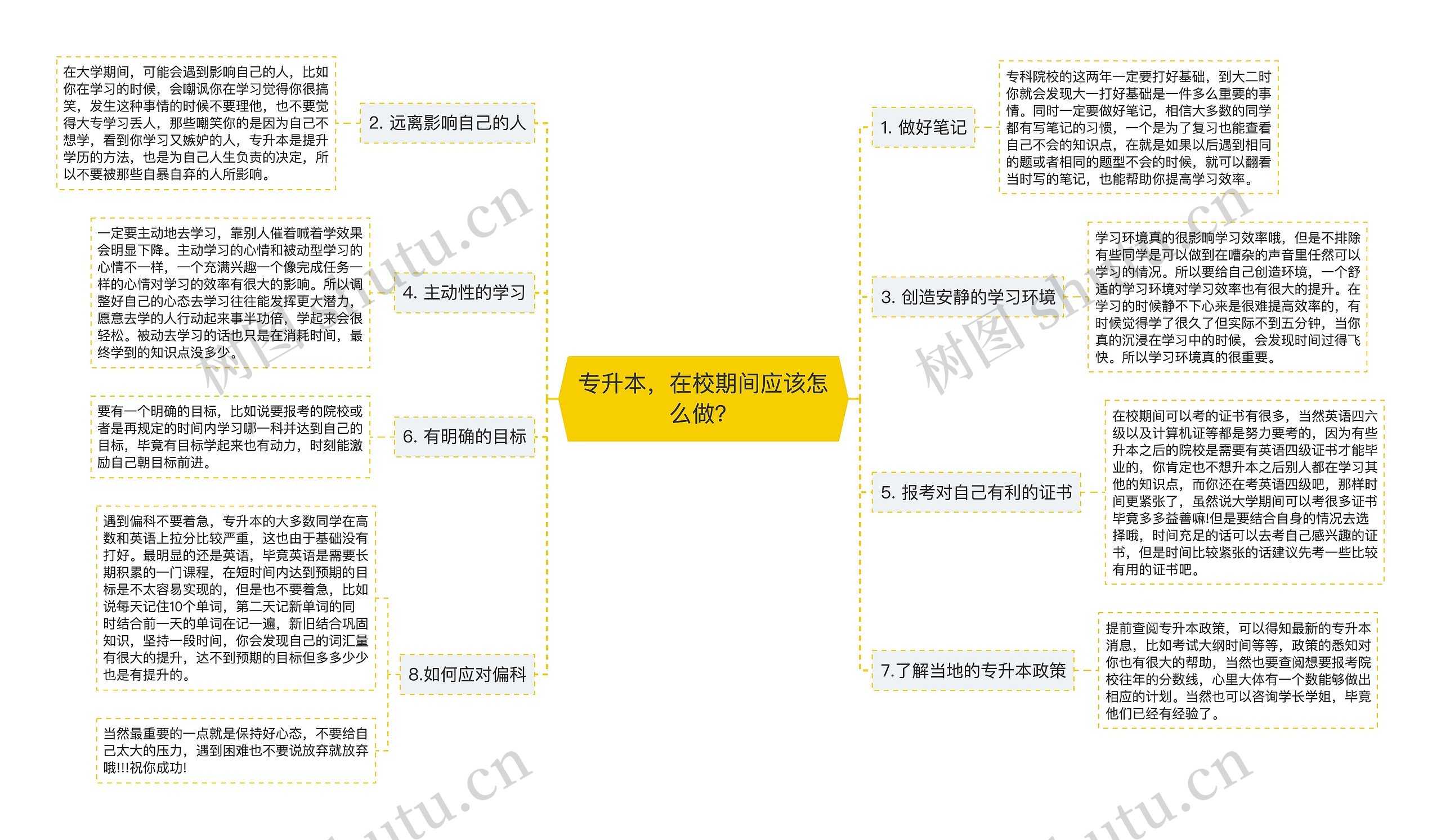 专升本，在校期间应该怎么做？思维导图