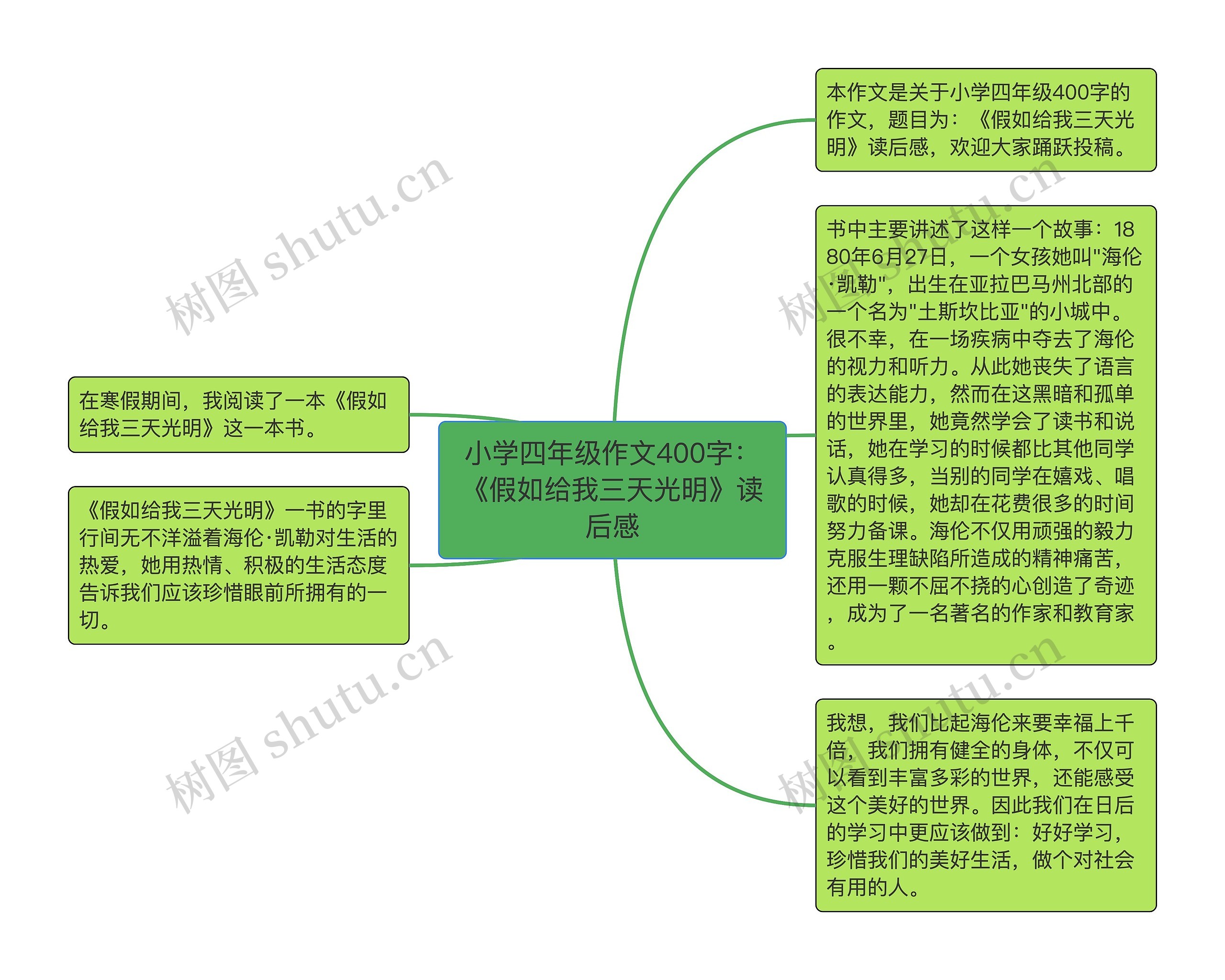 小学四年级作文400字：《假如给我三天光明》读后感