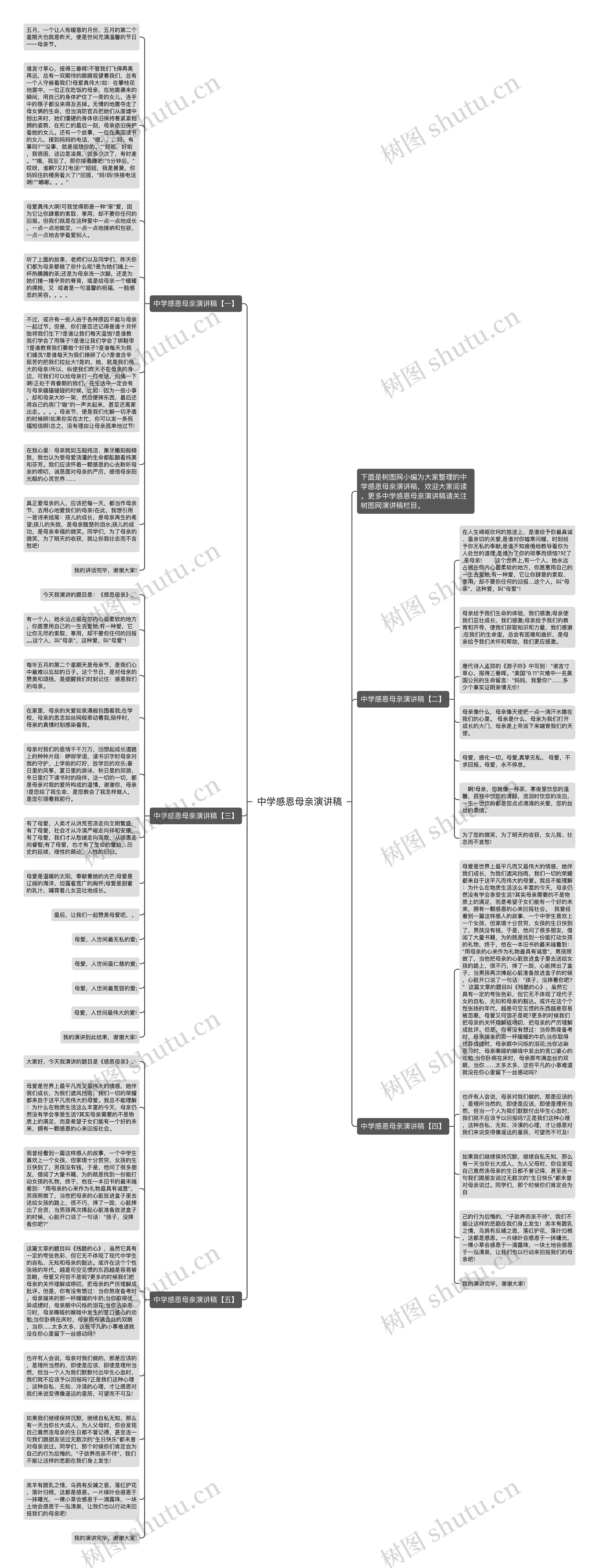 中学感恩母亲演讲稿思维导图