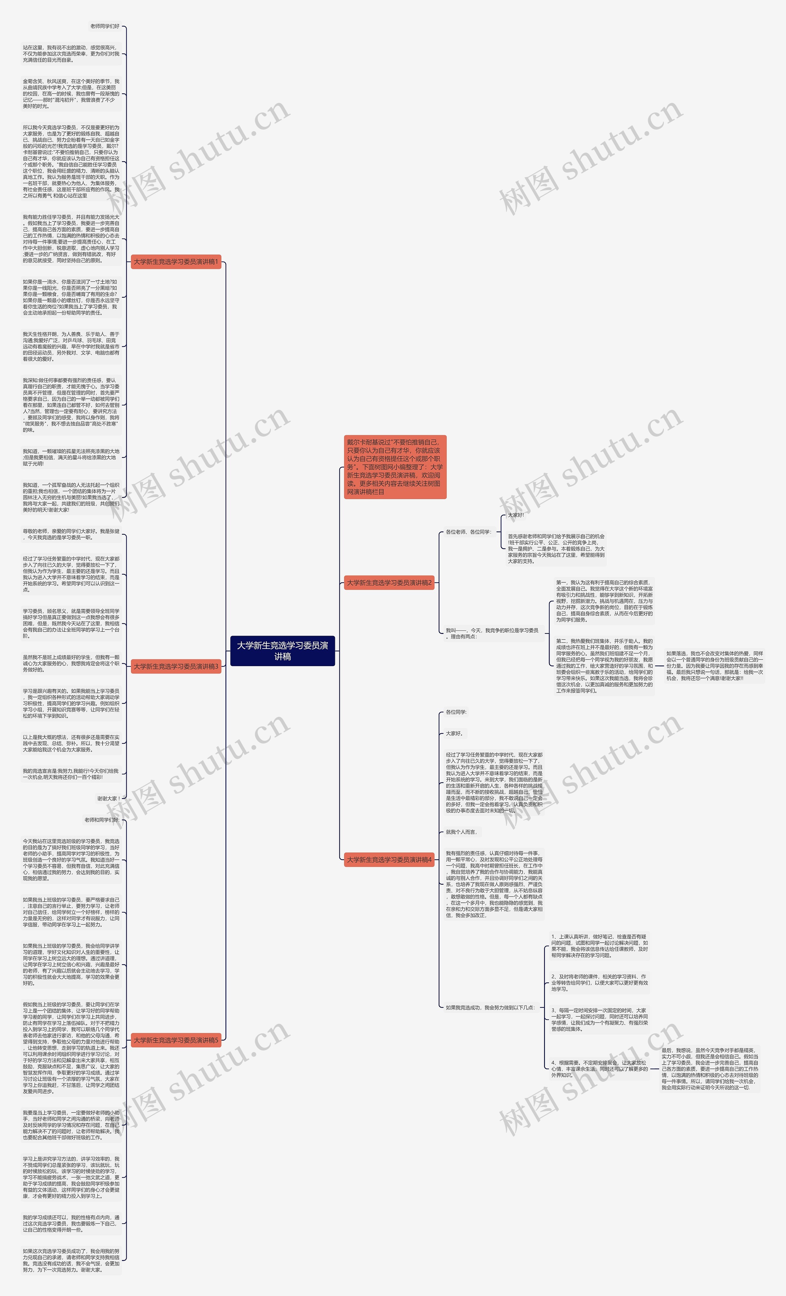 大学新生竞选学习委员演讲稿思维导图