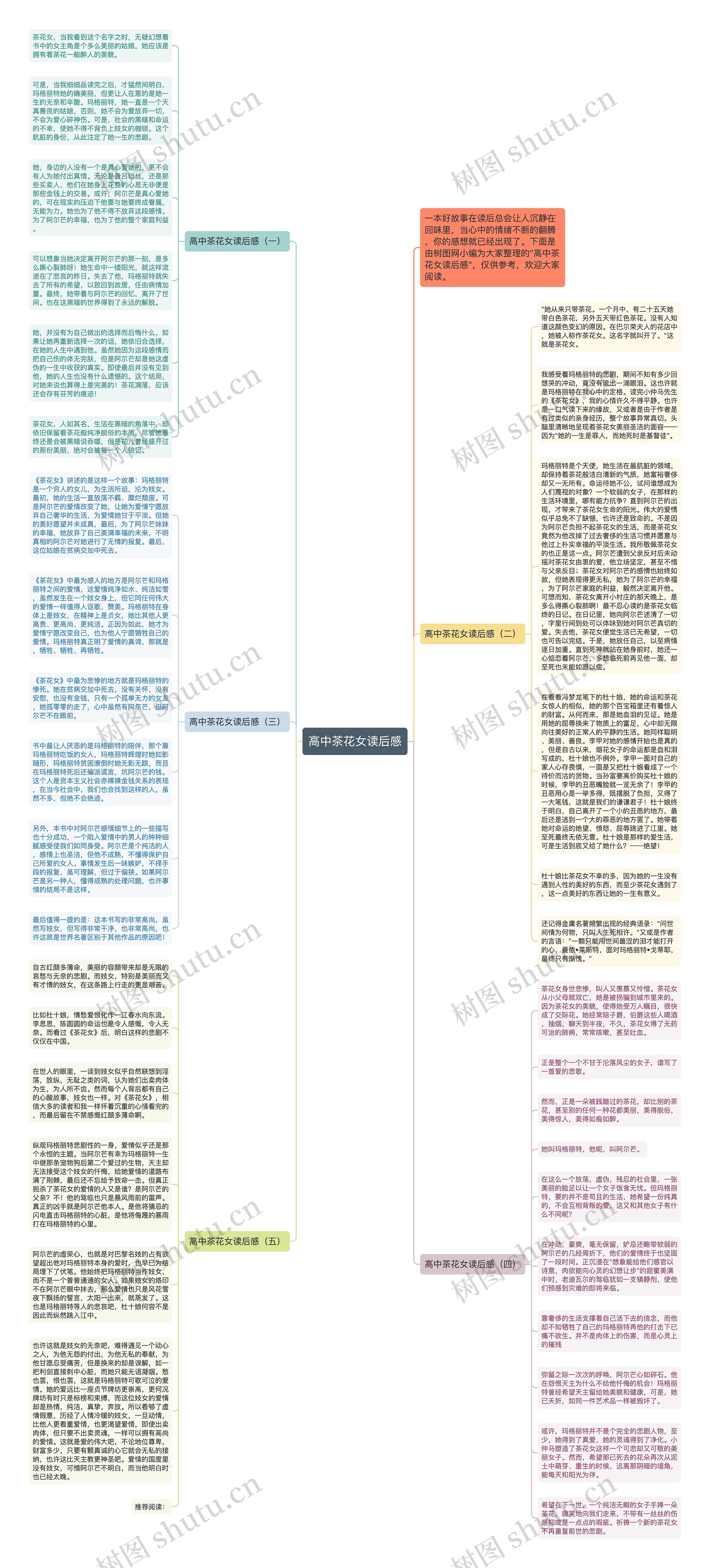 高中茶花女读后感思维导图