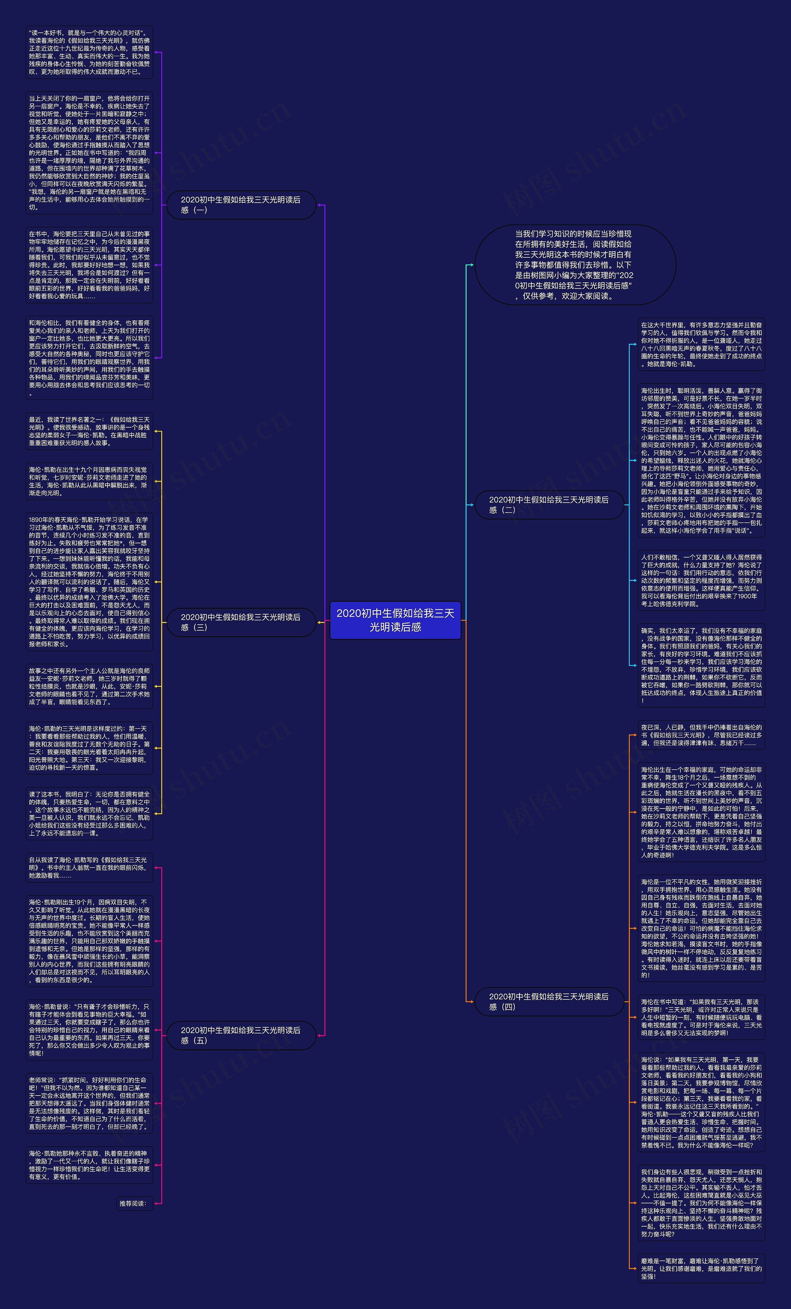 2020初中生假如给我三天光明读后感思维导图