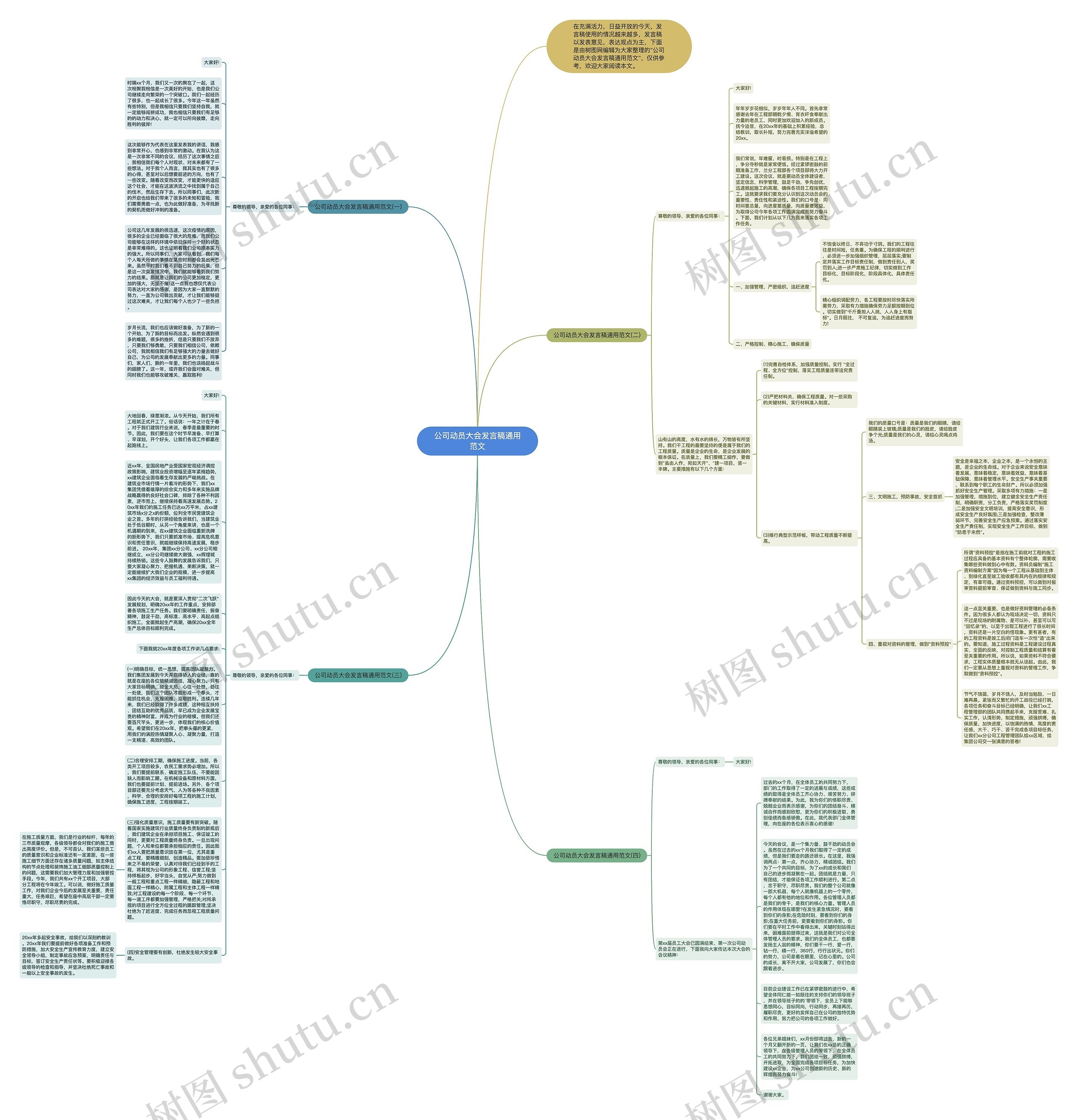 公司动员大会发言稿通用范文思维导图