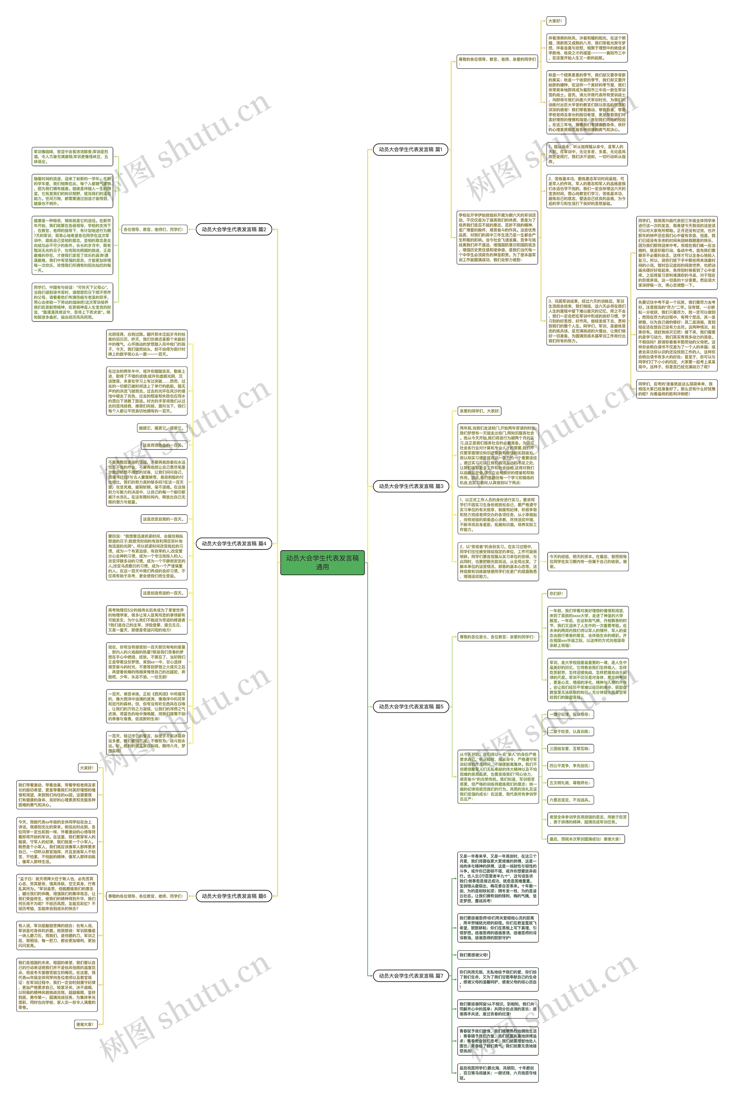 动员大会学生代表发言稿通用思维导图