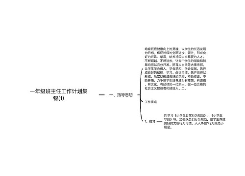 一年级班主任工作计划集锦(1)