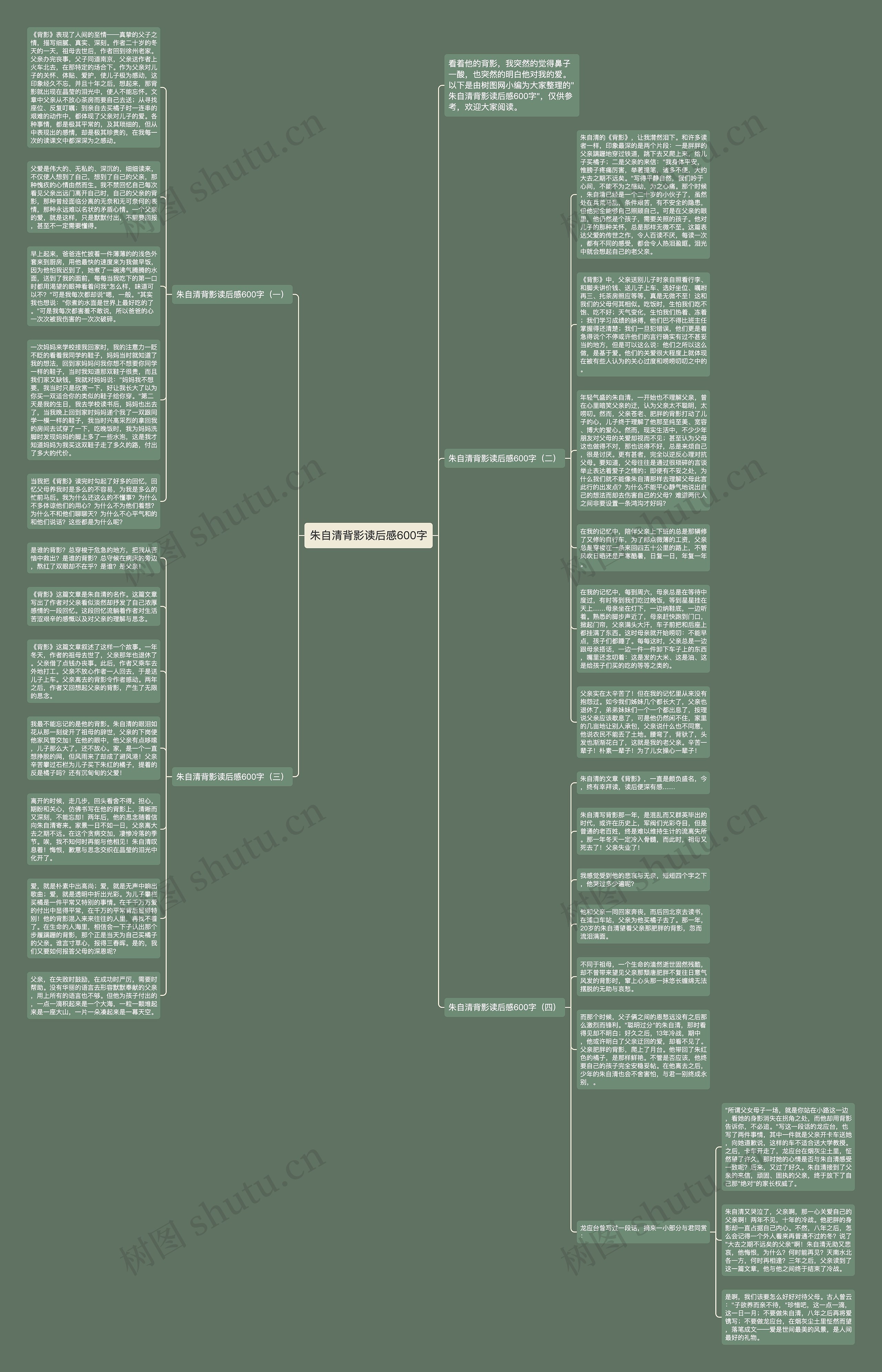 朱自清背影读后感600字思维导图