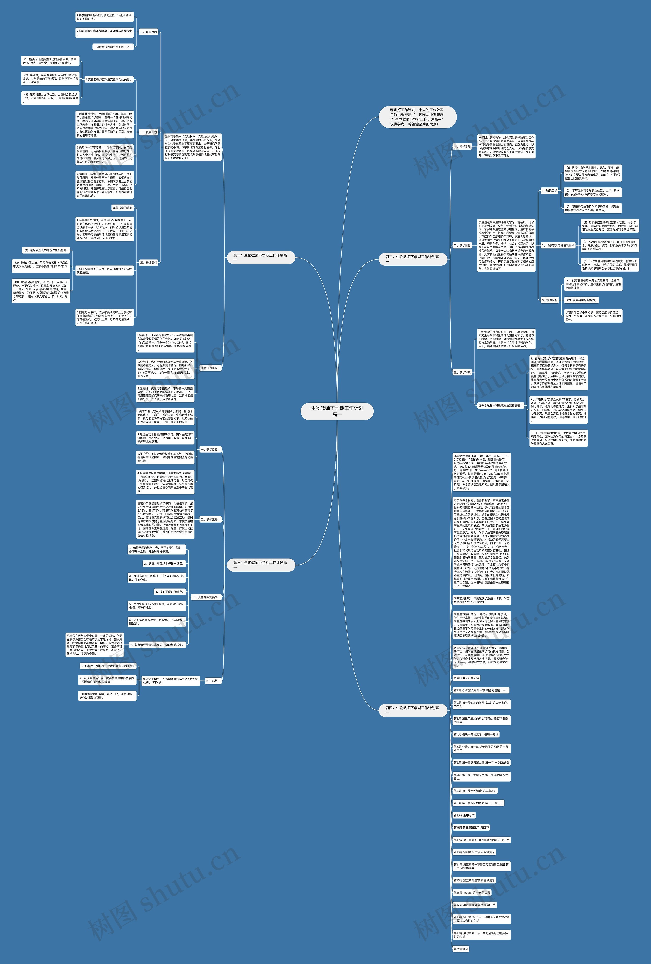 生物教师下学期工作计划高一思维导图