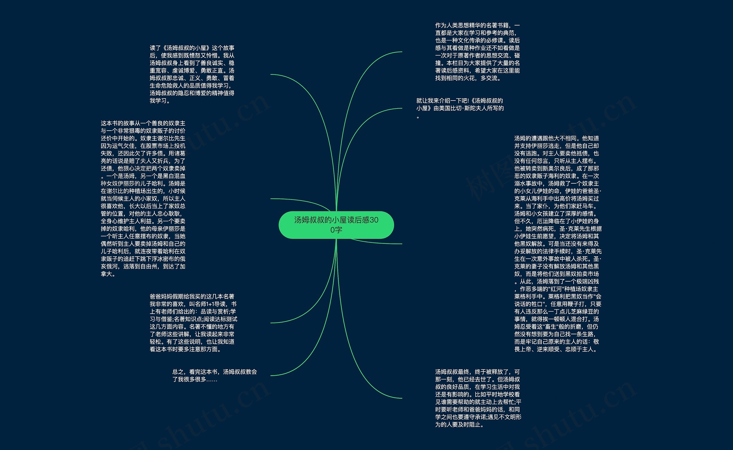 汤姆叔叔的小屋读后感300字思维导图