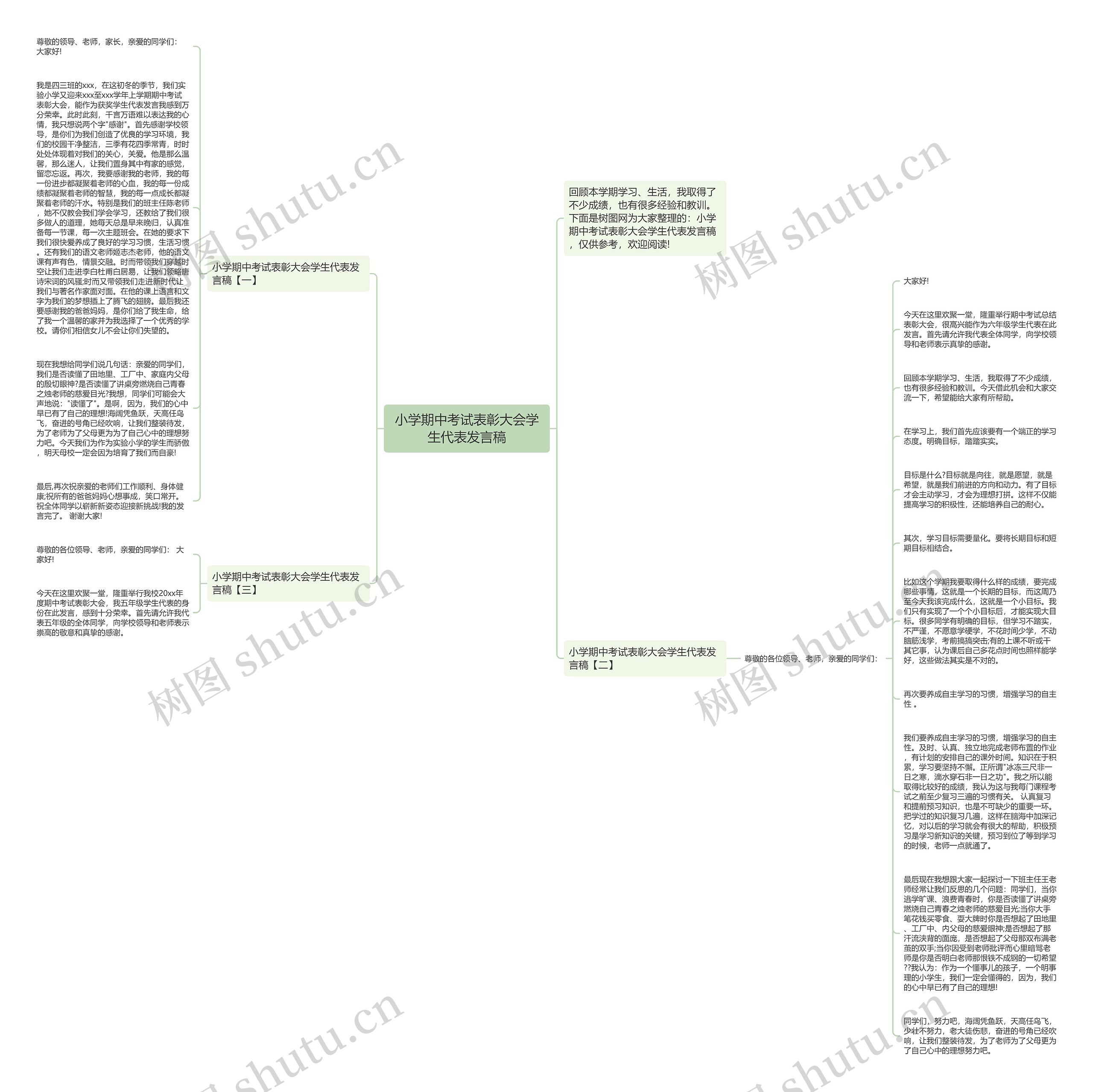 小学期中考试表彰大会学生代表发言稿思维导图