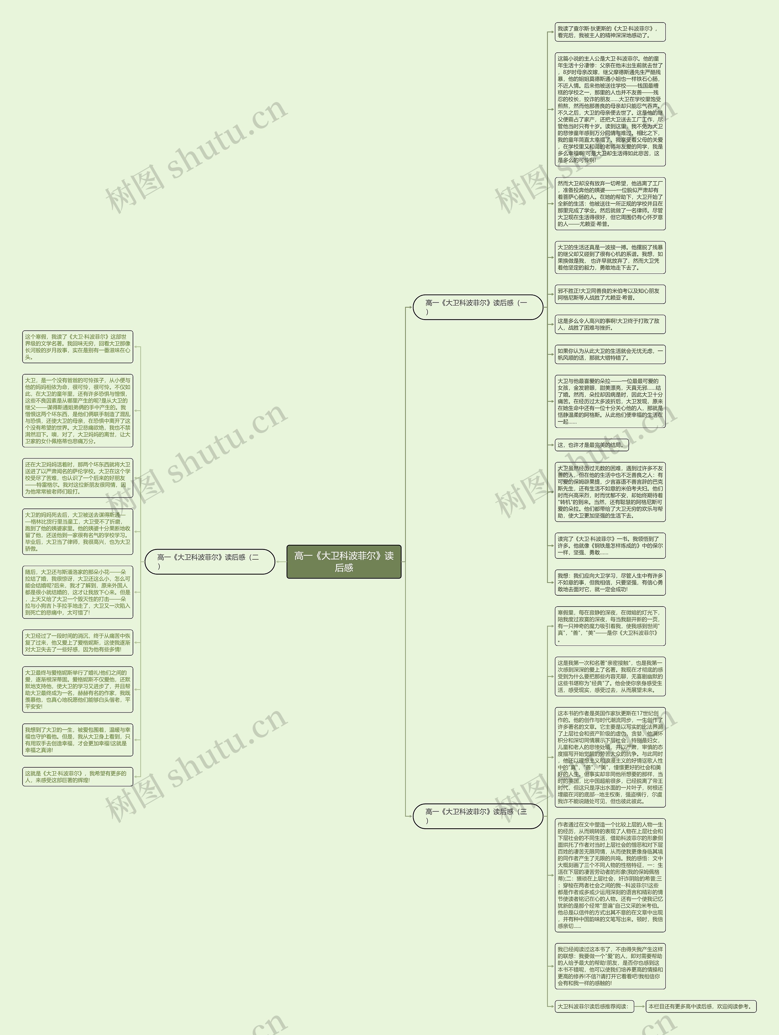 高一《大卫科波菲尔》读后感思维导图