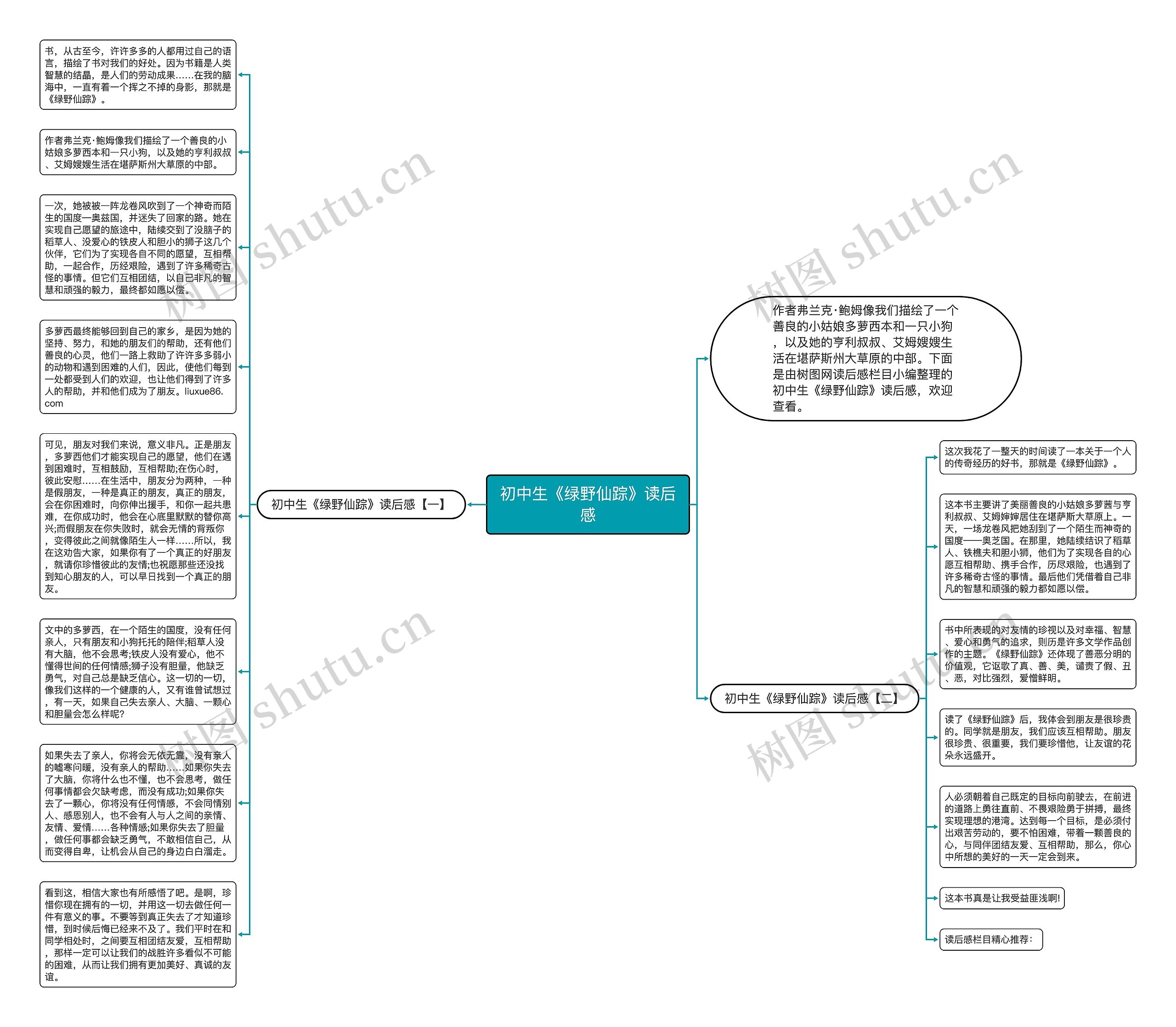 初中生《绿野仙踪》读后感思维导图