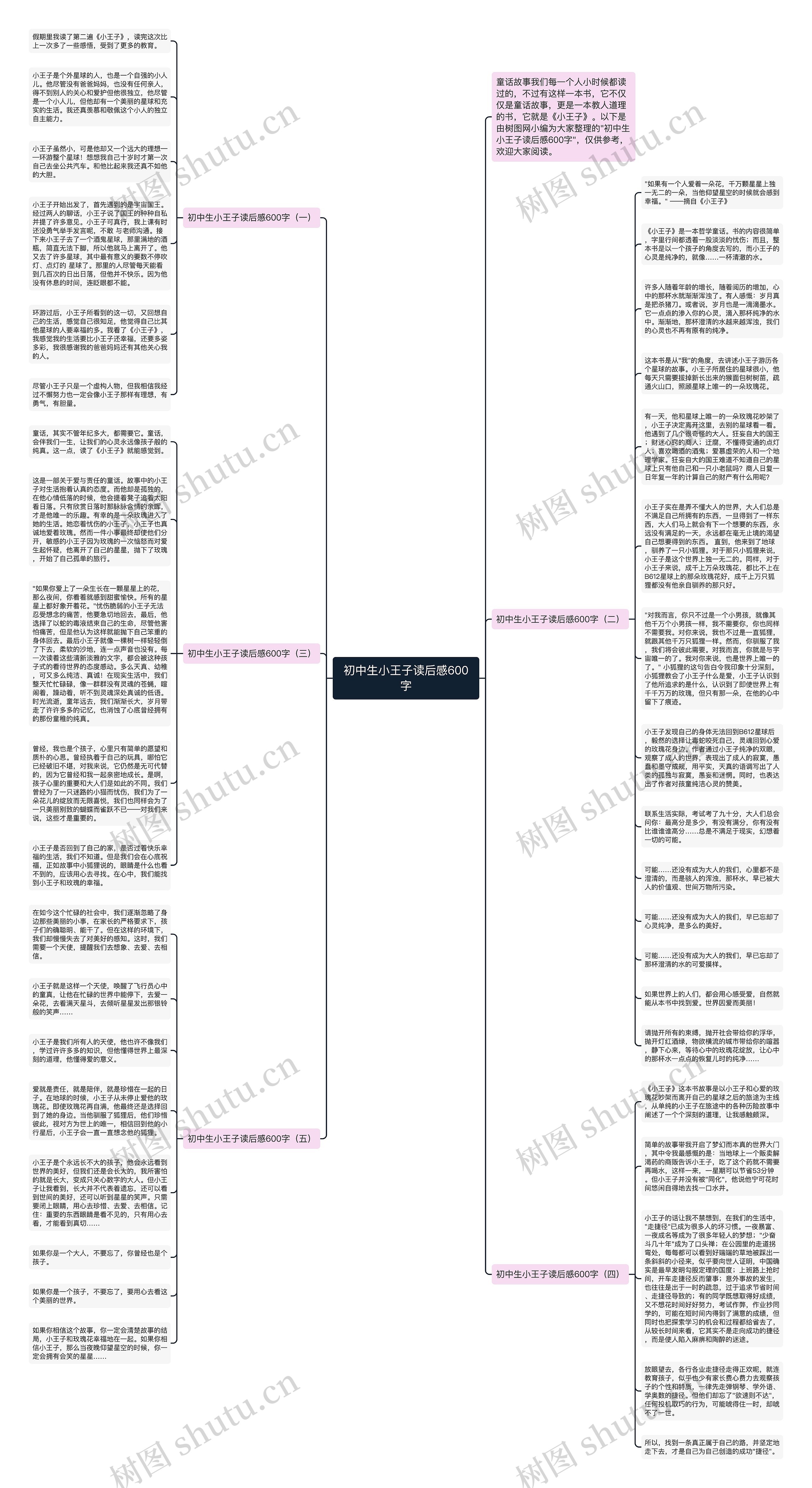 初中生小王子读后感600字思维导图