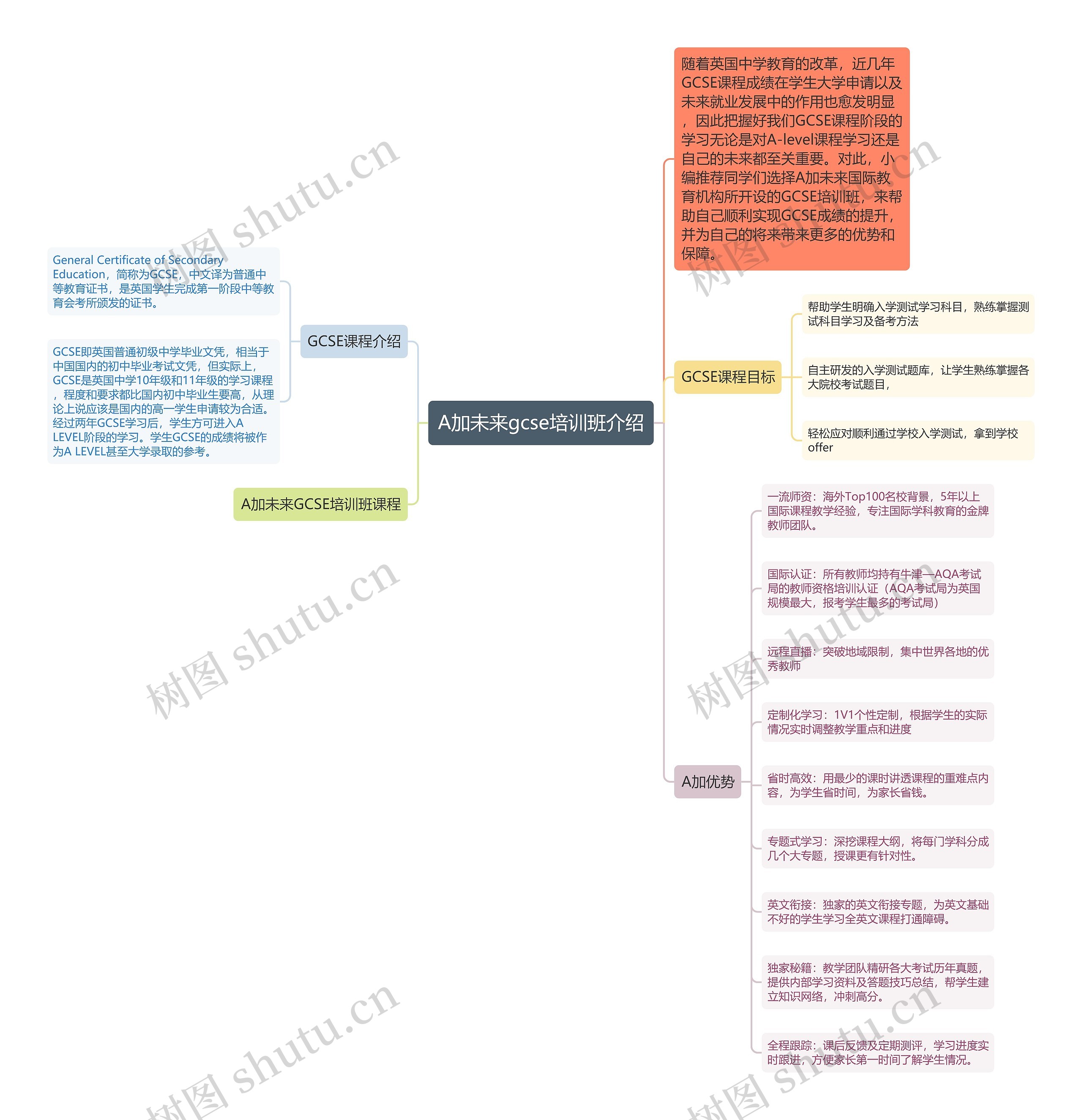 A加未来gcse培训班介绍思维导图