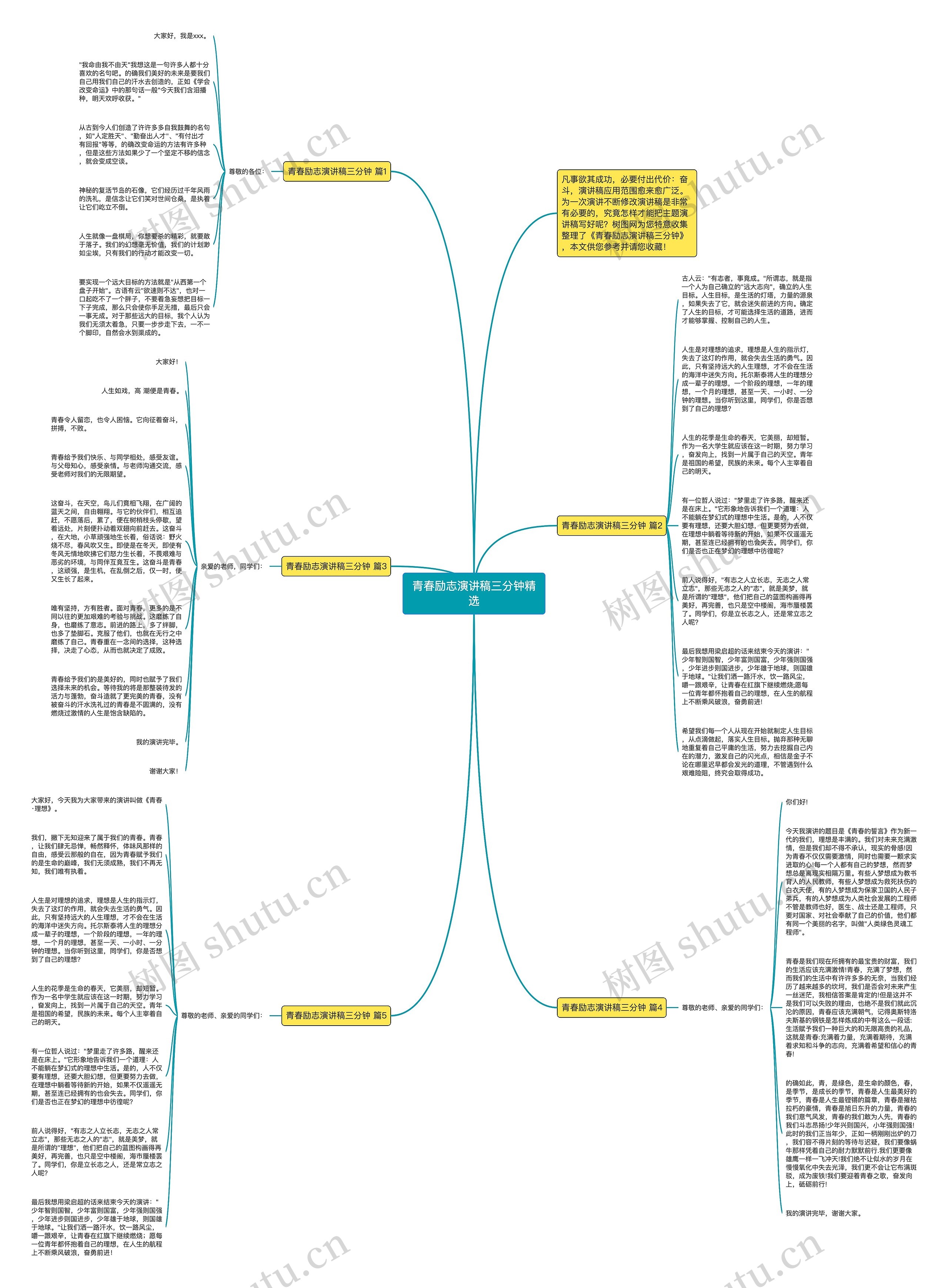 青春励志演讲稿三分钟精选思维导图