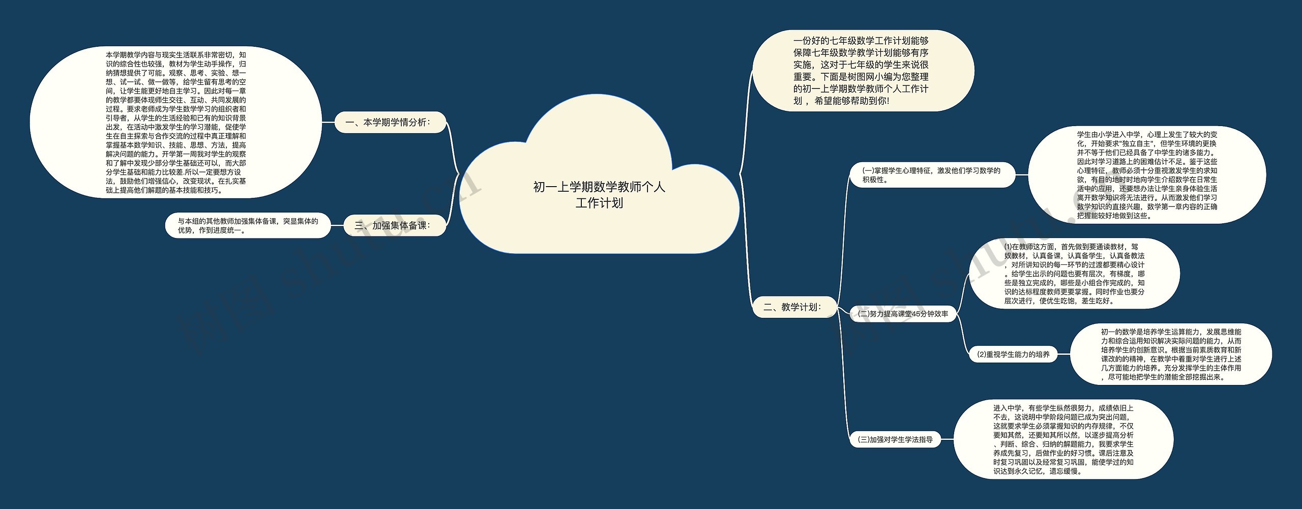 初一上学期数学教师个人工作计划思维导图