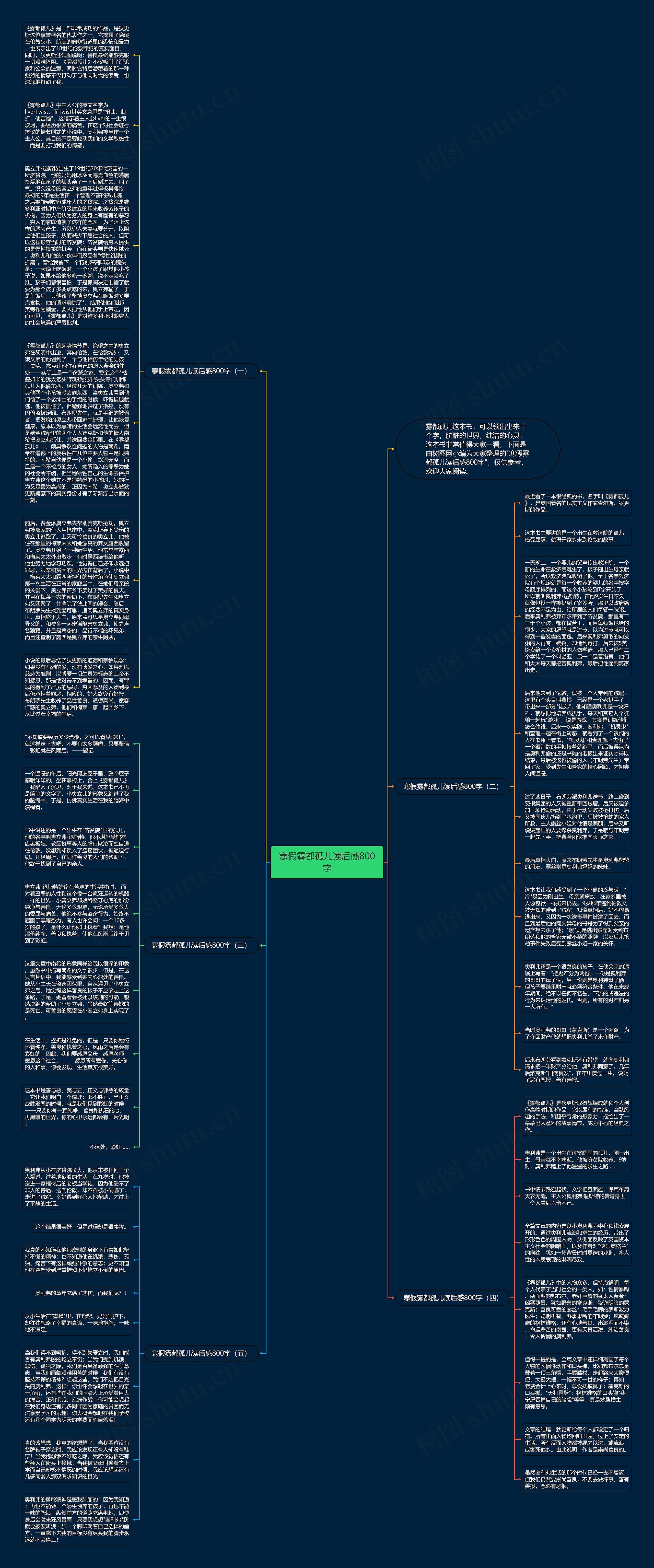 寒假雾都孤儿读后感800字思维导图