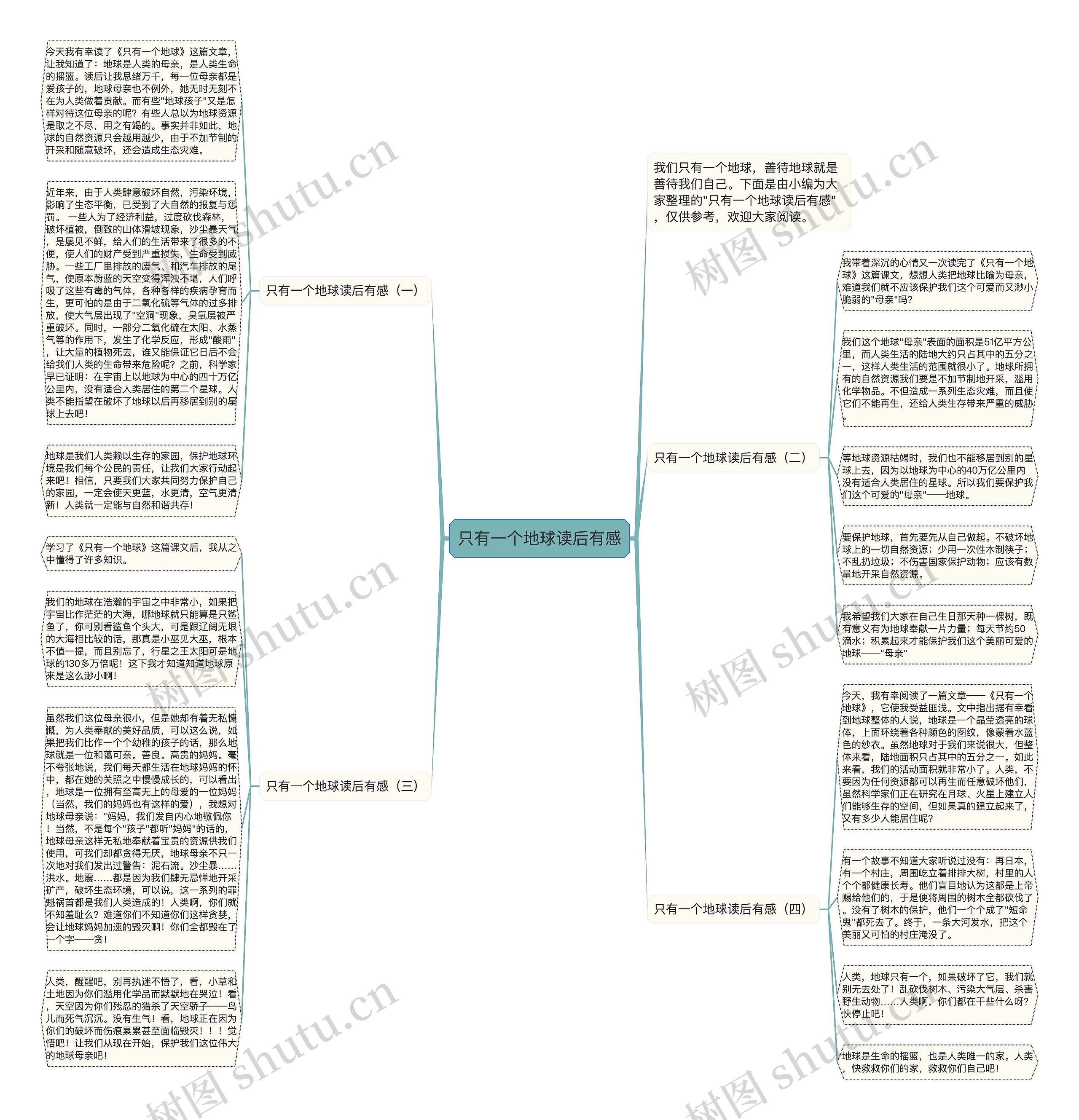 只有一个地球读后有感思维导图高清图 只有一个地球读后有感思维导图