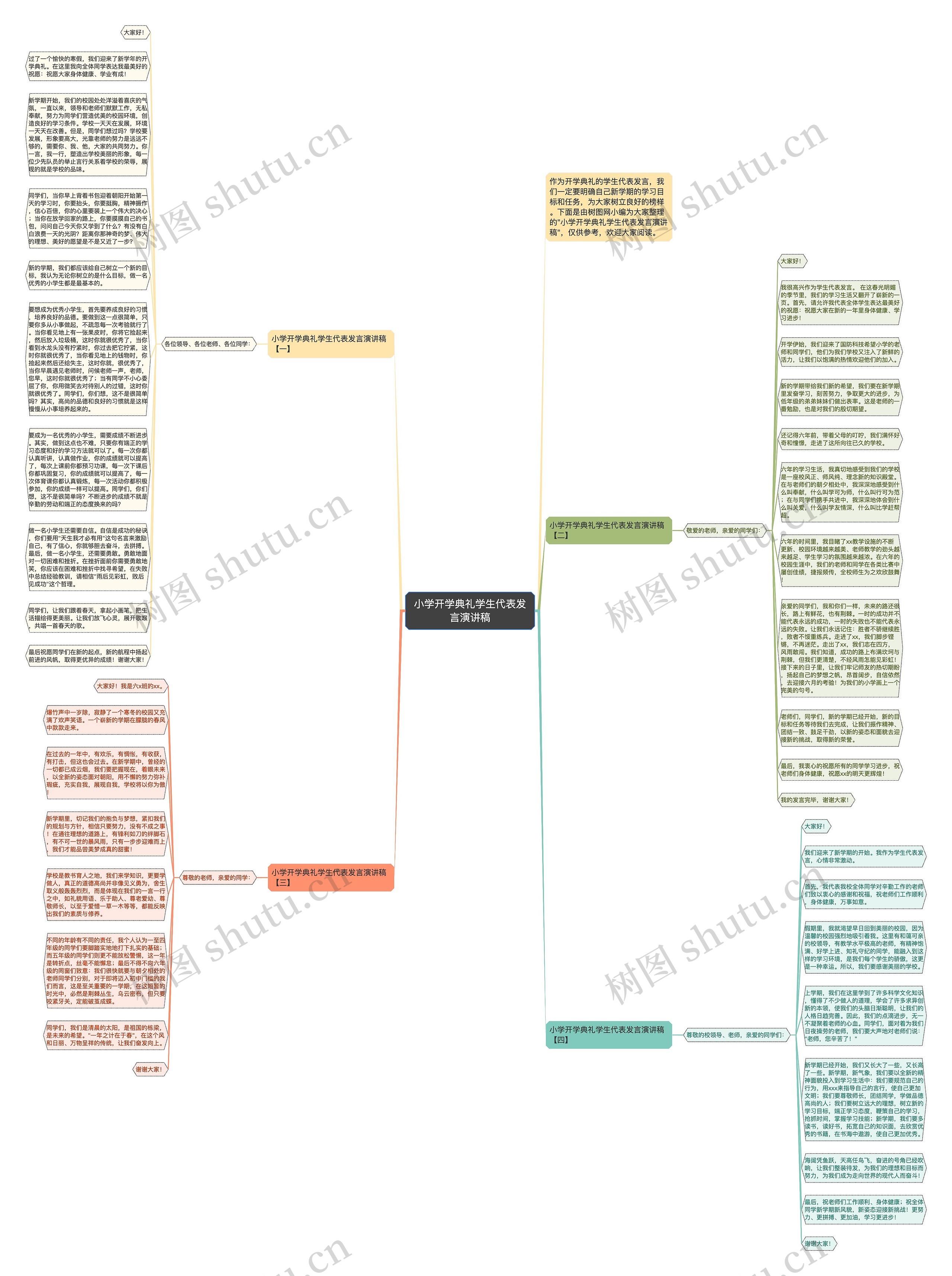 小学开学典礼学生代表发言演讲稿思维导图