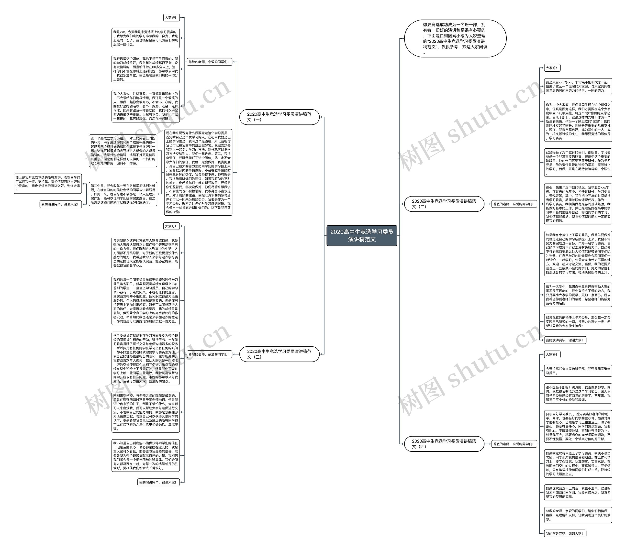 2020高中生竞选学习委员演讲稿范文思维导图