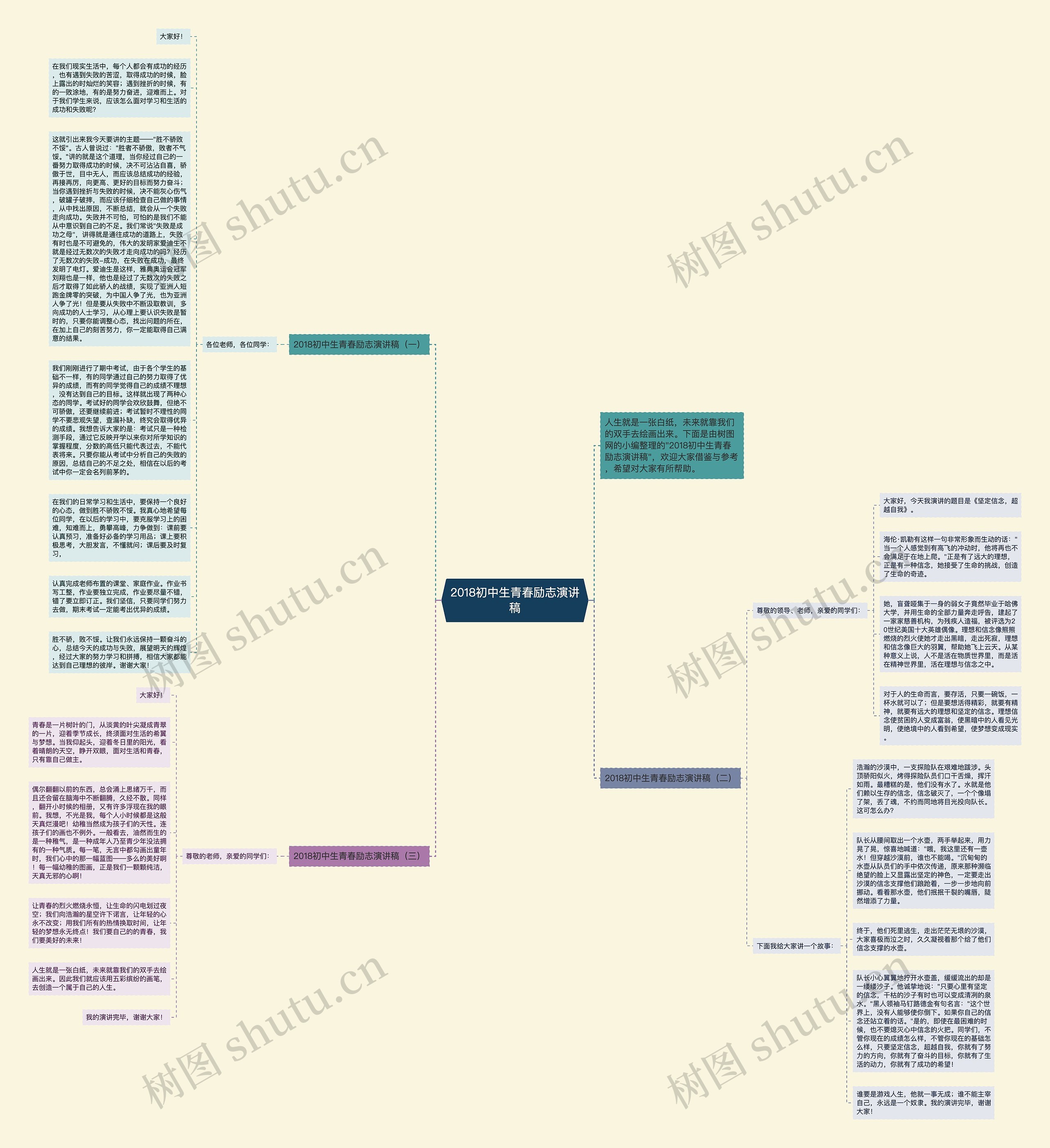 2018初中生青春励志演讲稿思维导图