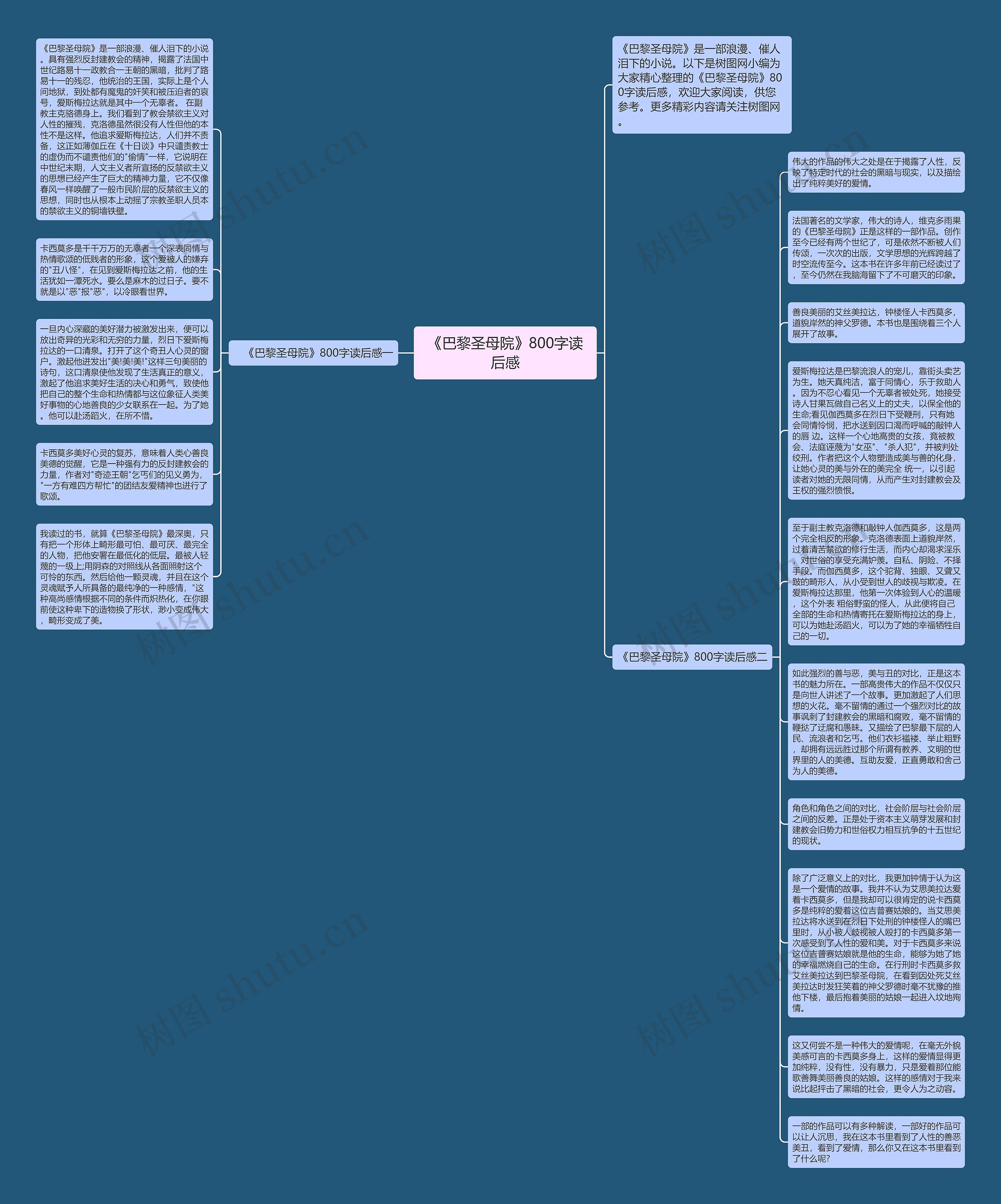 《巴黎圣母院》800字读后感思维导图