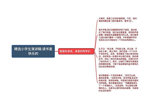 精选小学生演讲稿:读书是快乐的