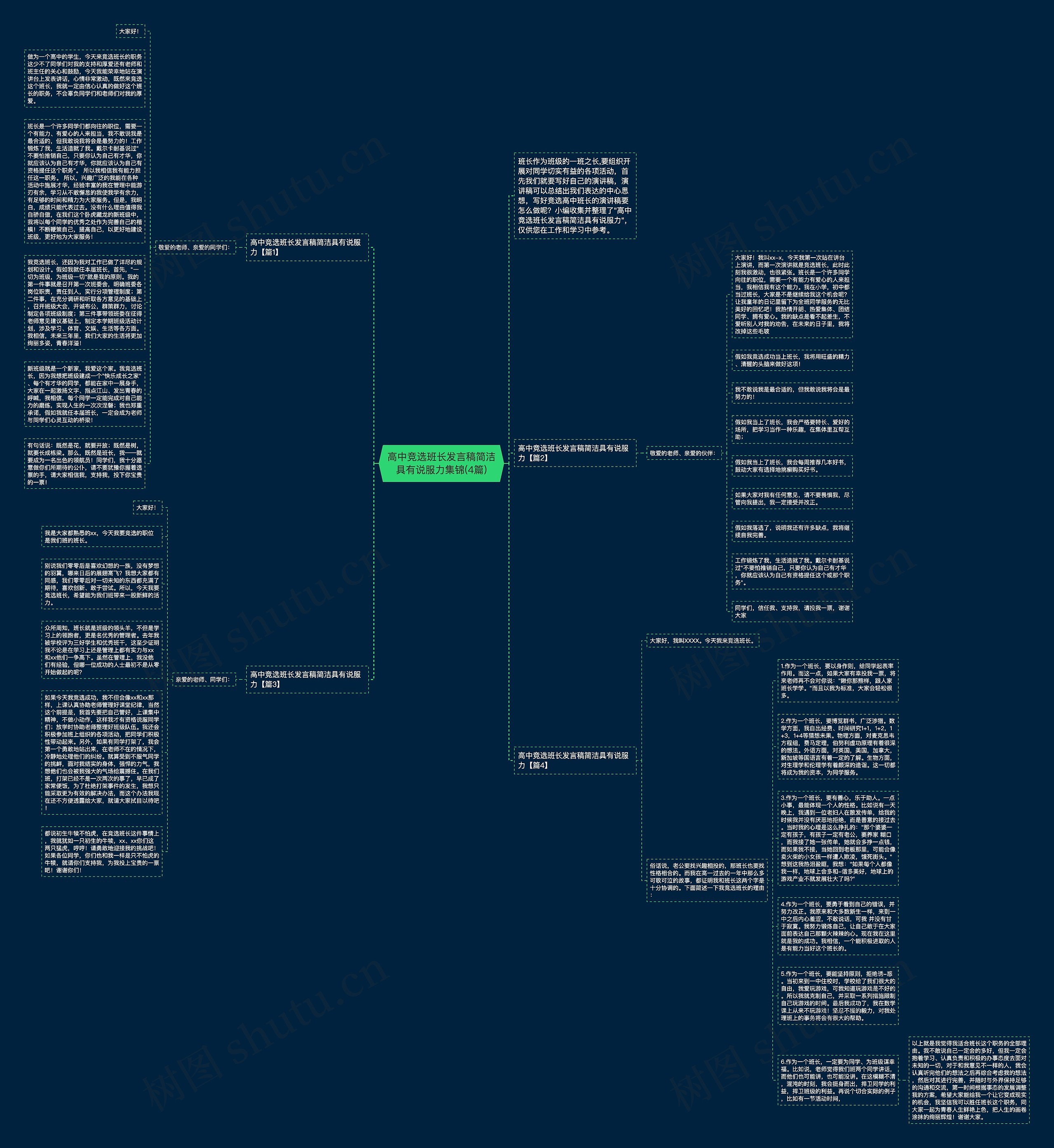 高中竞选班长发言稿简洁具有说服力集锦(4篇)思维导图