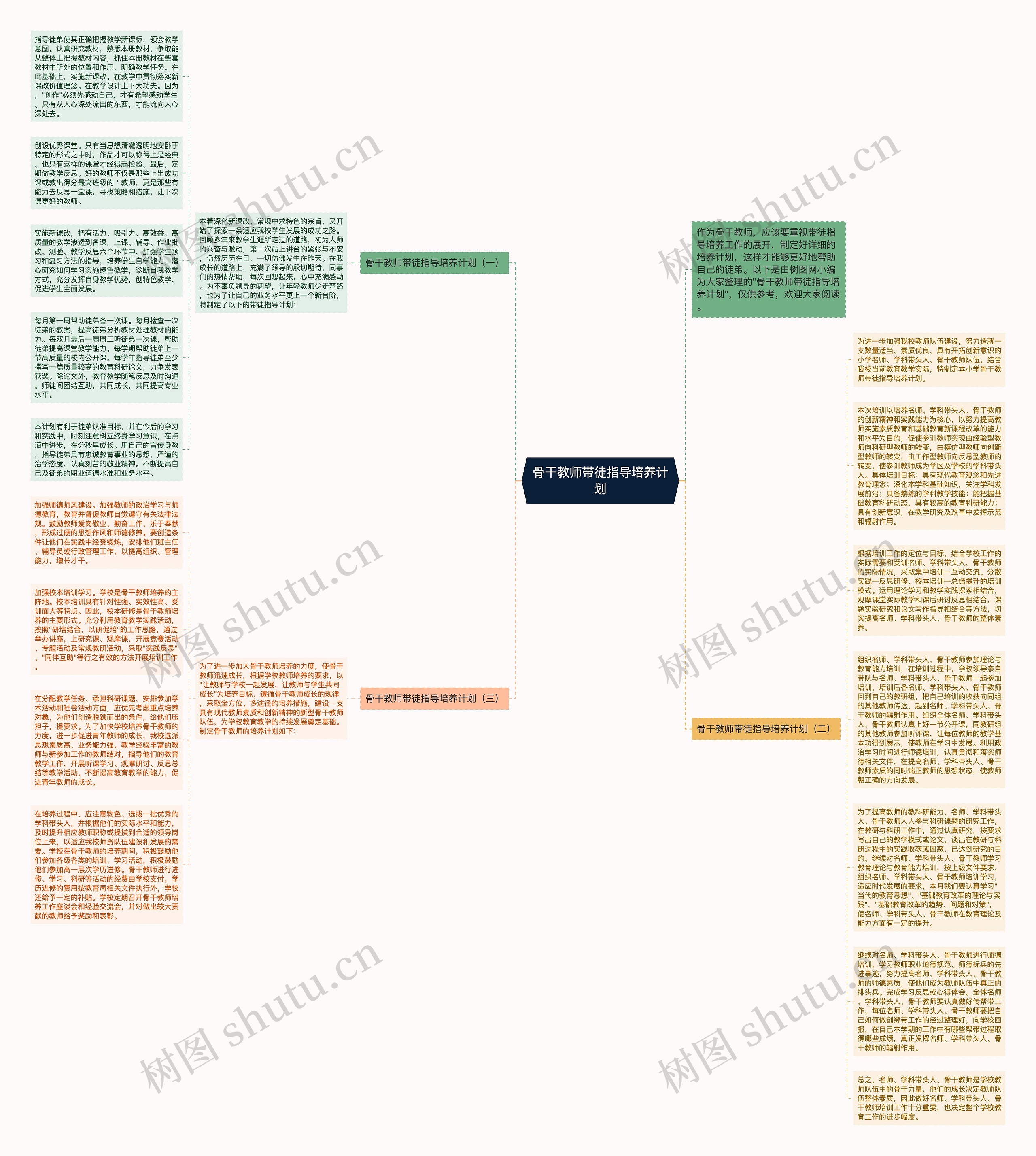 骨干教师带徒指导培养计划思维导图