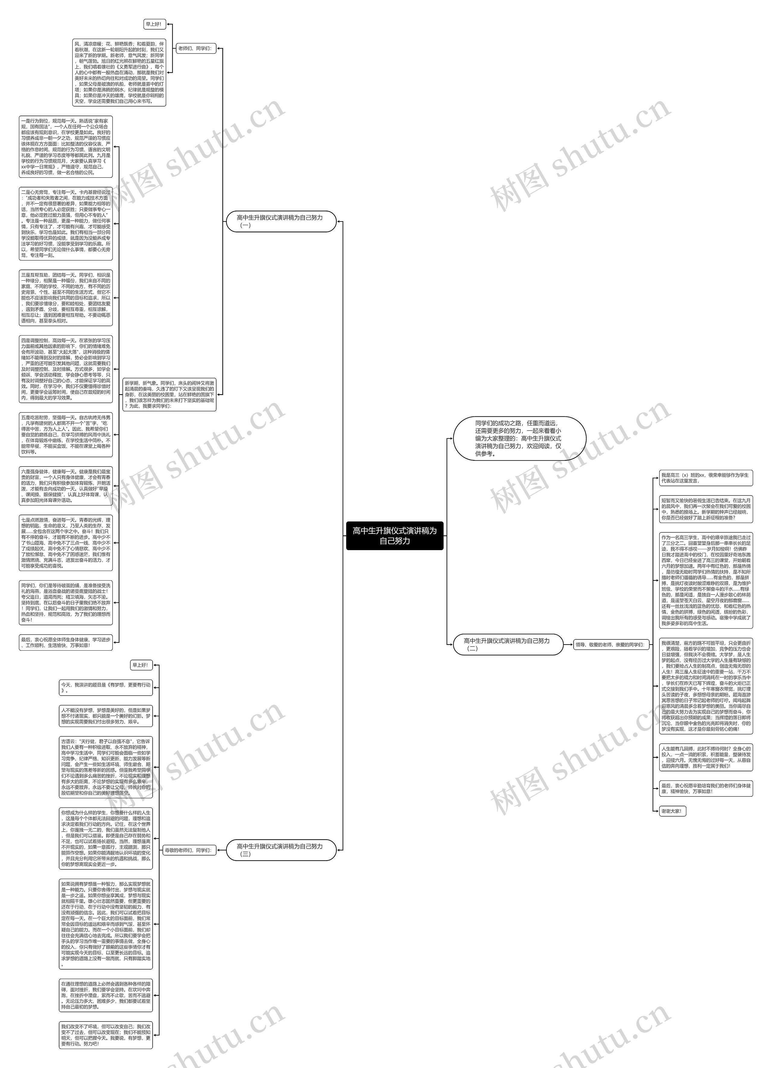 高中生升旗仪式演讲稿为自己努力思维导图