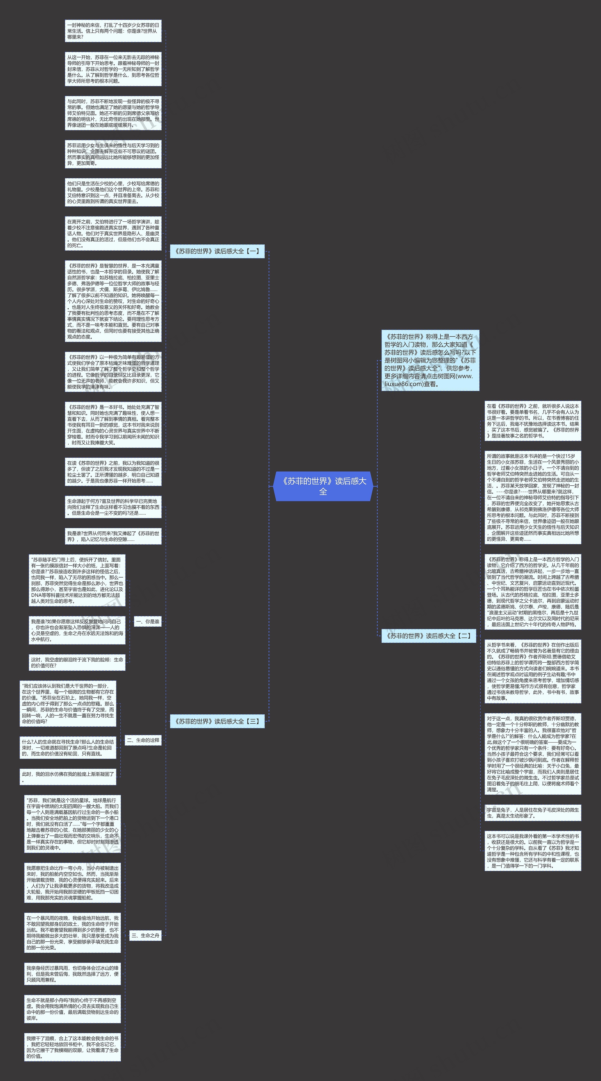 《苏菲的世界》读后感大全思维导图