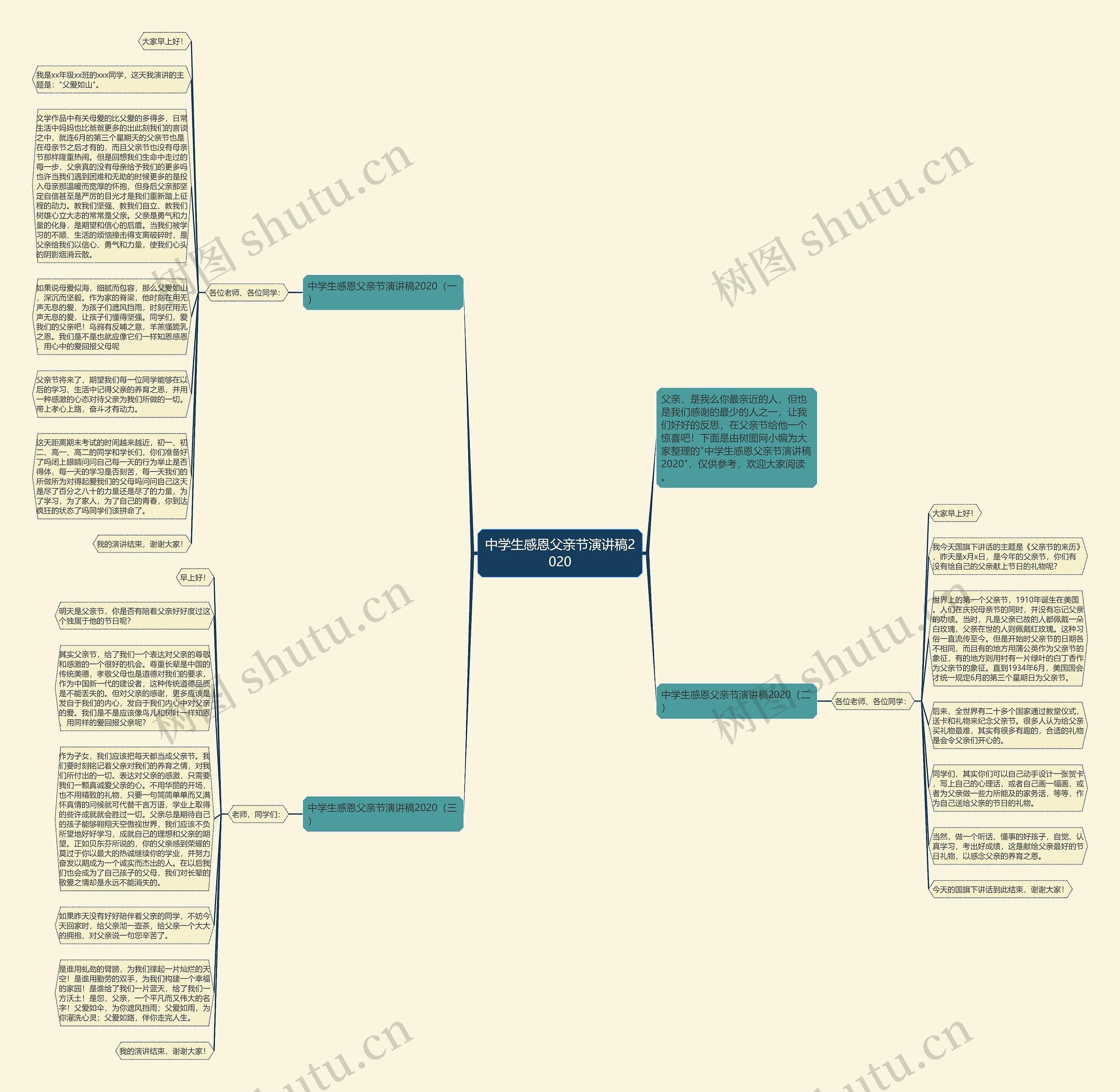 中学生感恩父亲节演讲稿2020思维导图