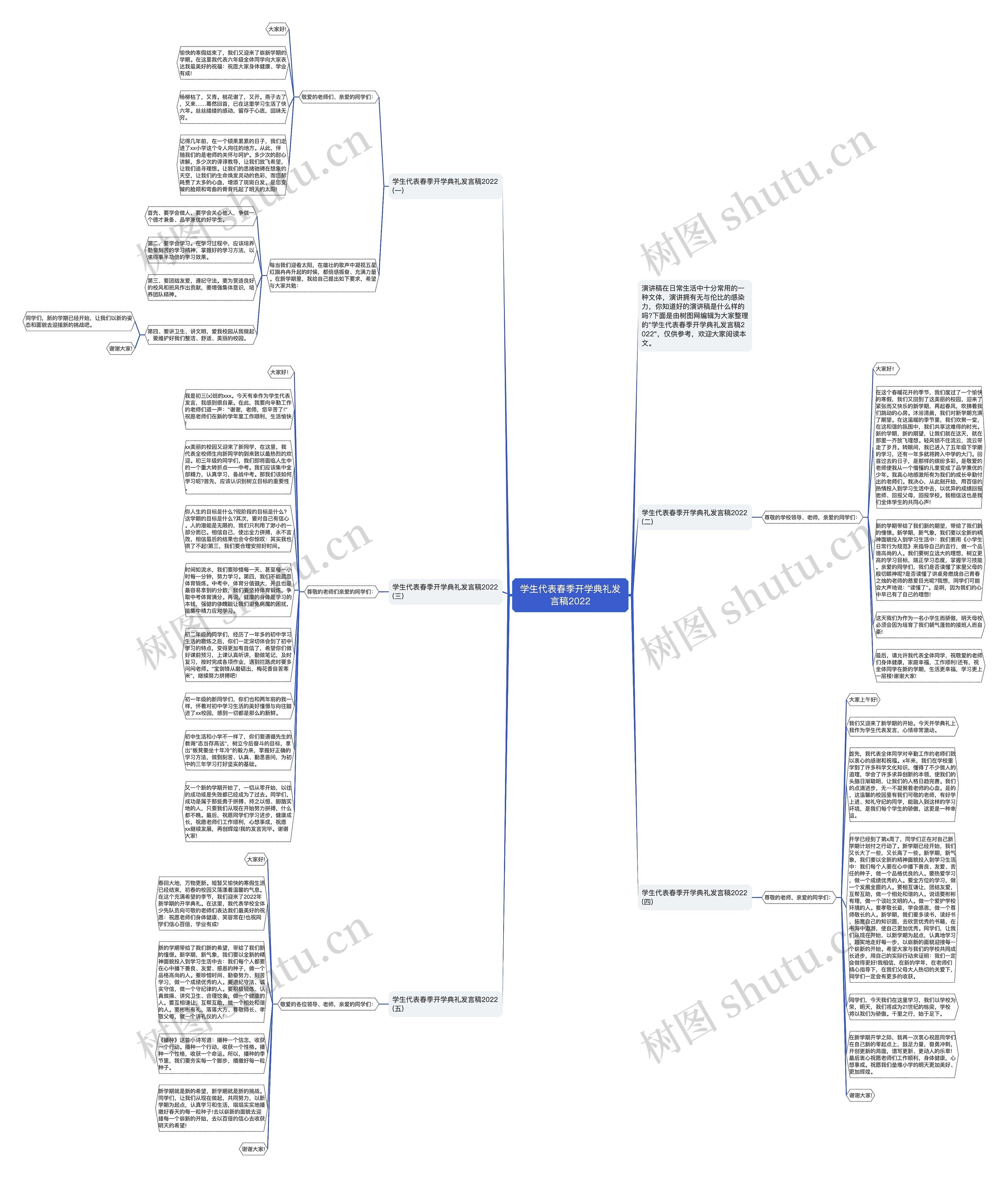学生代表春季开学典礼发言稿2022思维导图