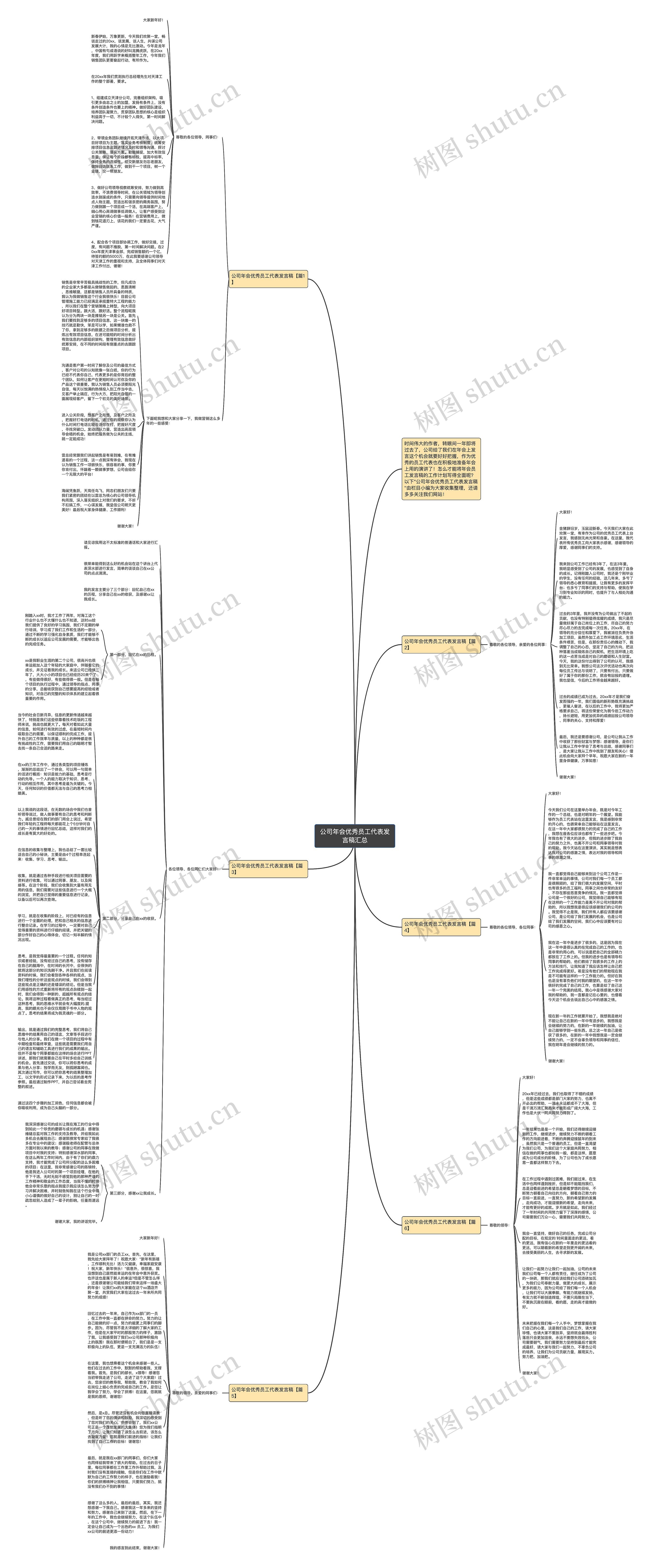 公司年会优秀员工代表发言稿汇总思维导图