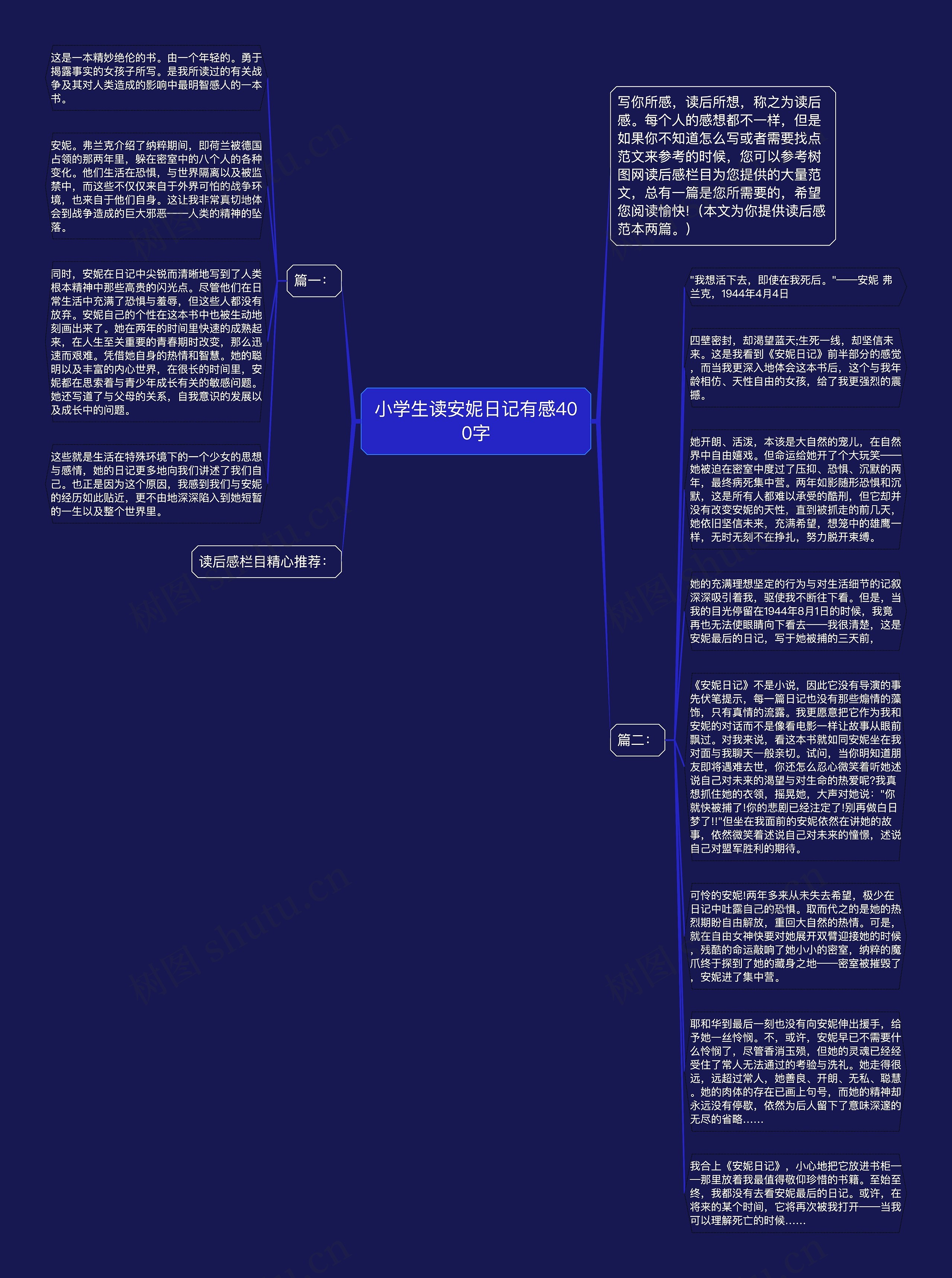 小学生读安妮日记有感400字