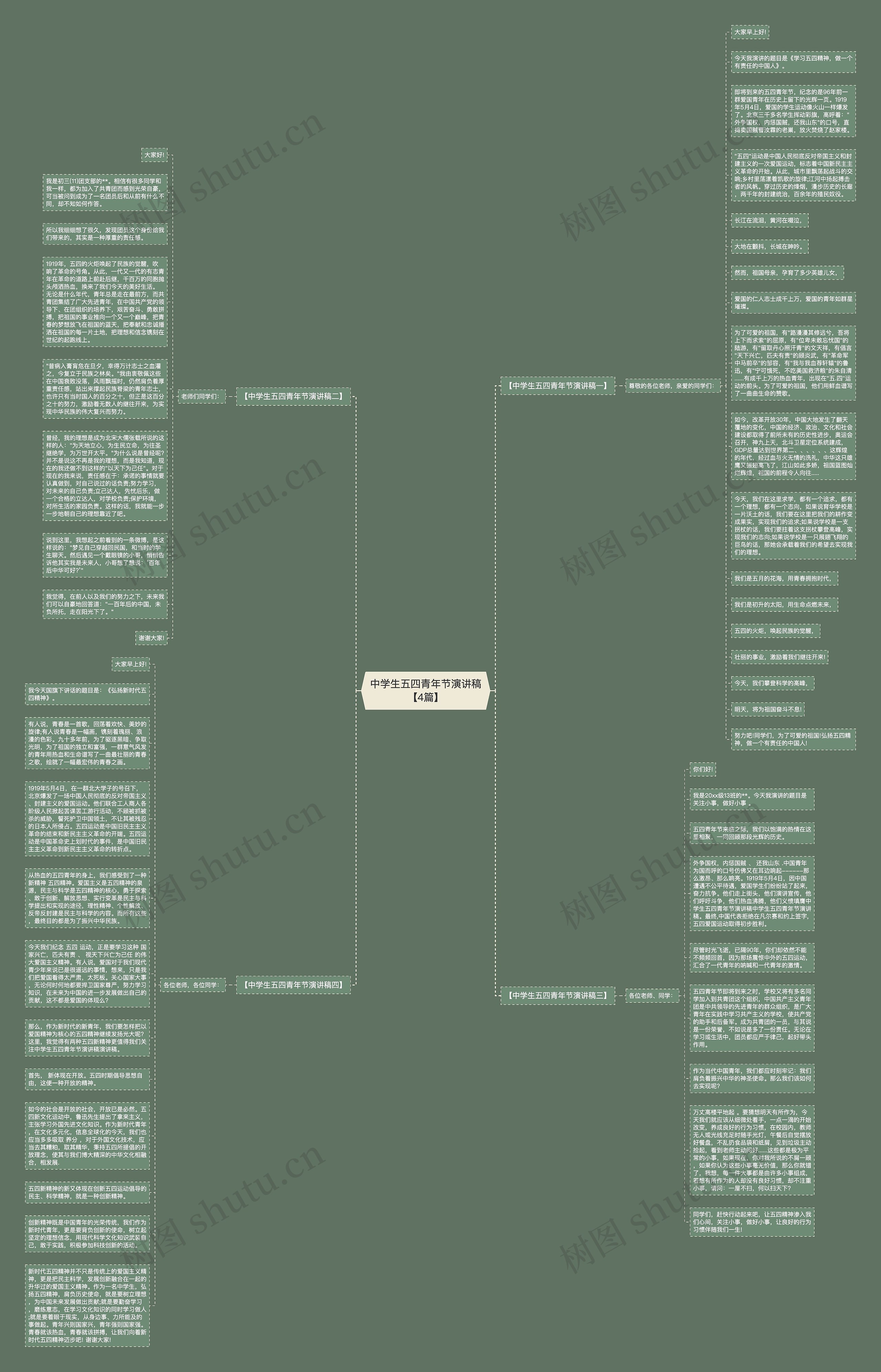 中学生五四青年节演讲稿【4篇】思维导图